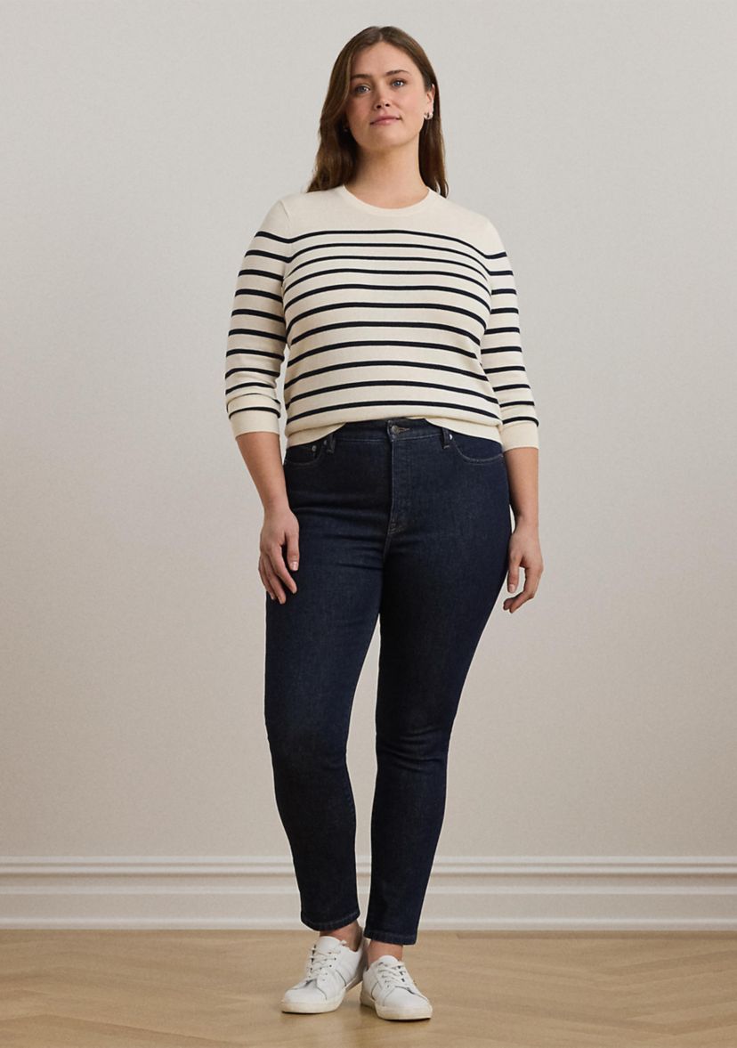 Womens Striped Cotton-Blend Sweater