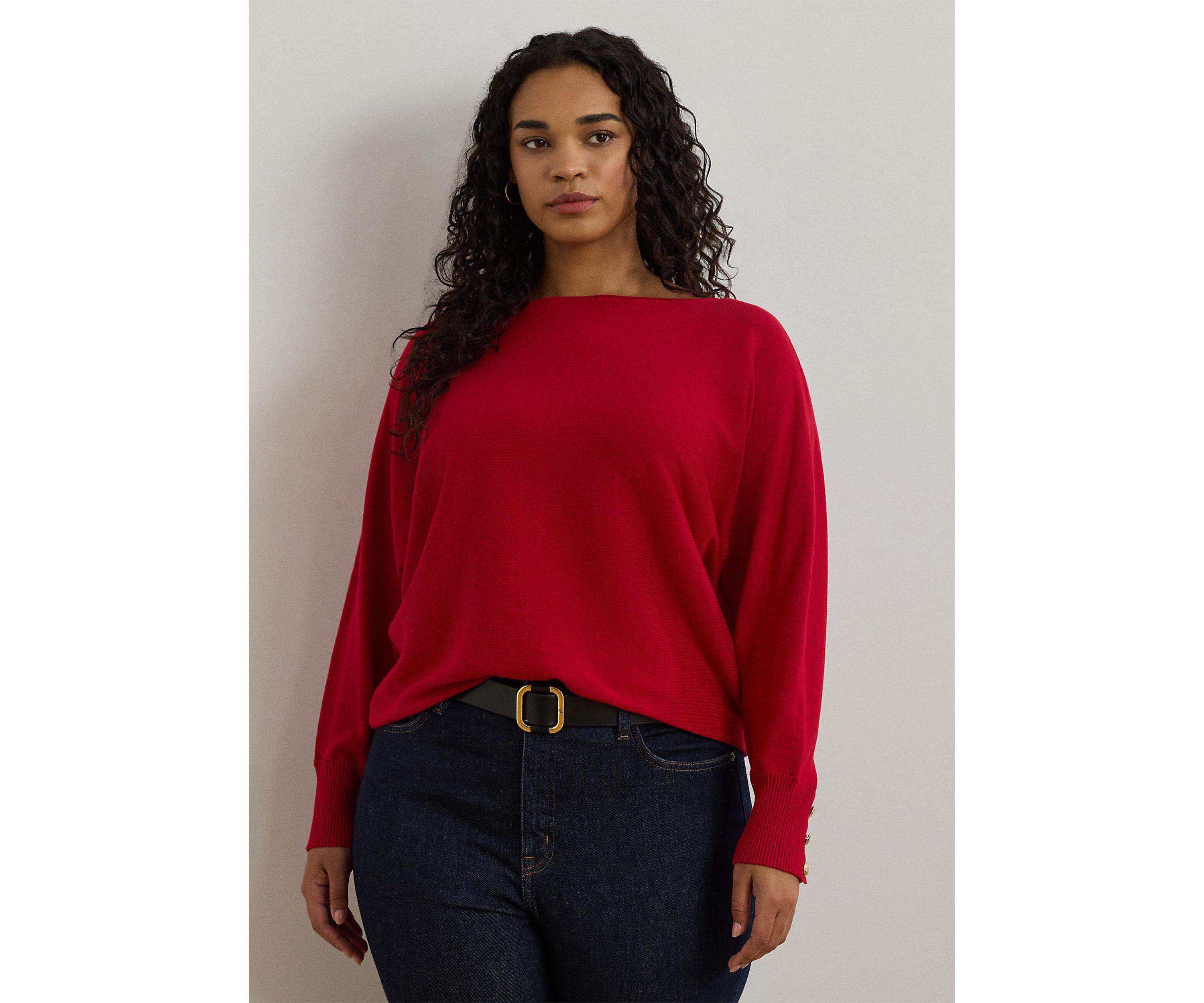 Womens Cotton-Blend Dolman-Sleeve Sweater