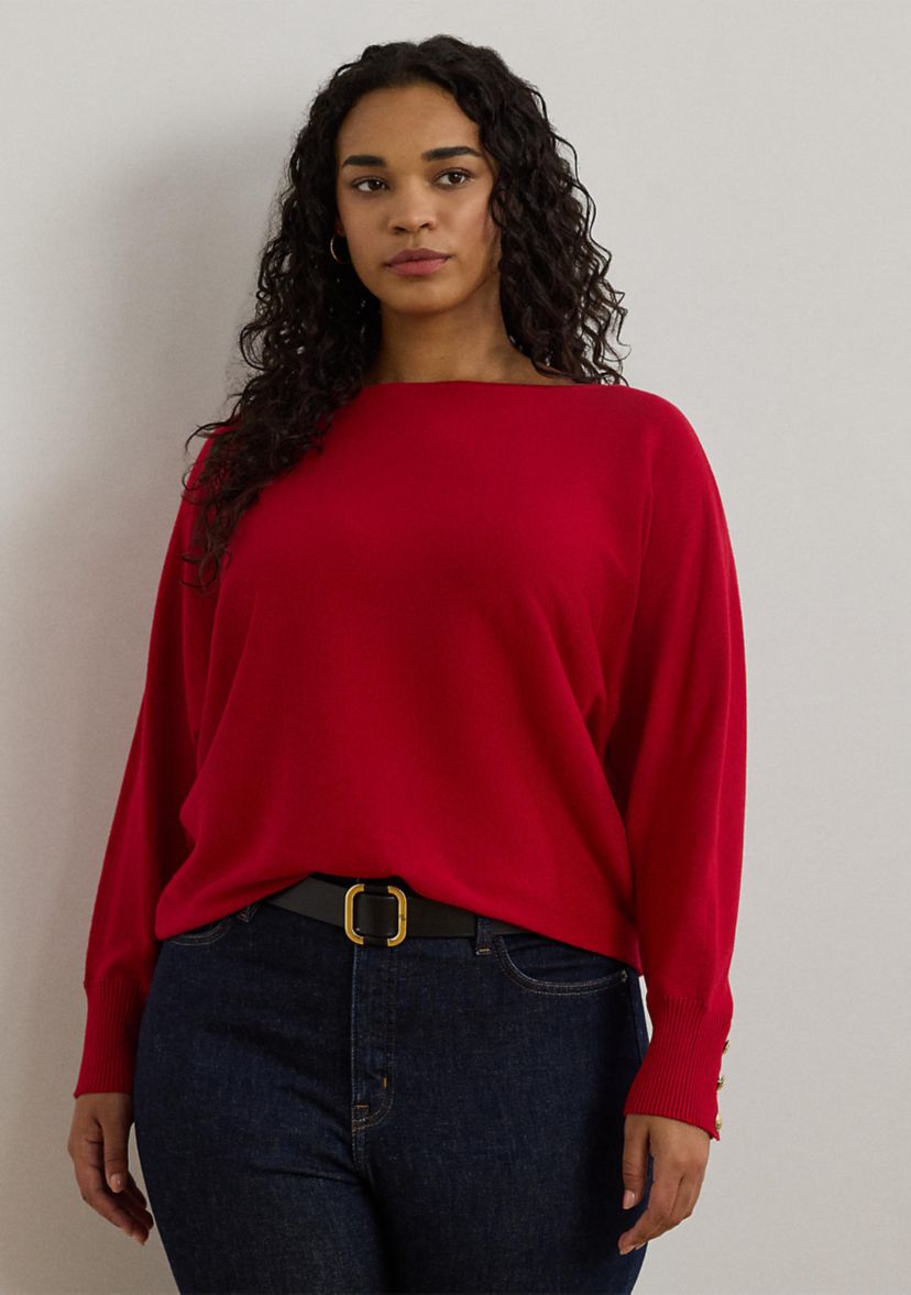 Womens Cotton-Blend Dolman-Sleeve Sweater