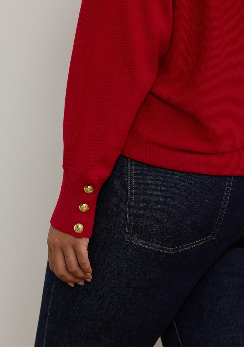 Womens Cotton-Blend Dolman-Sleeve Sweater
