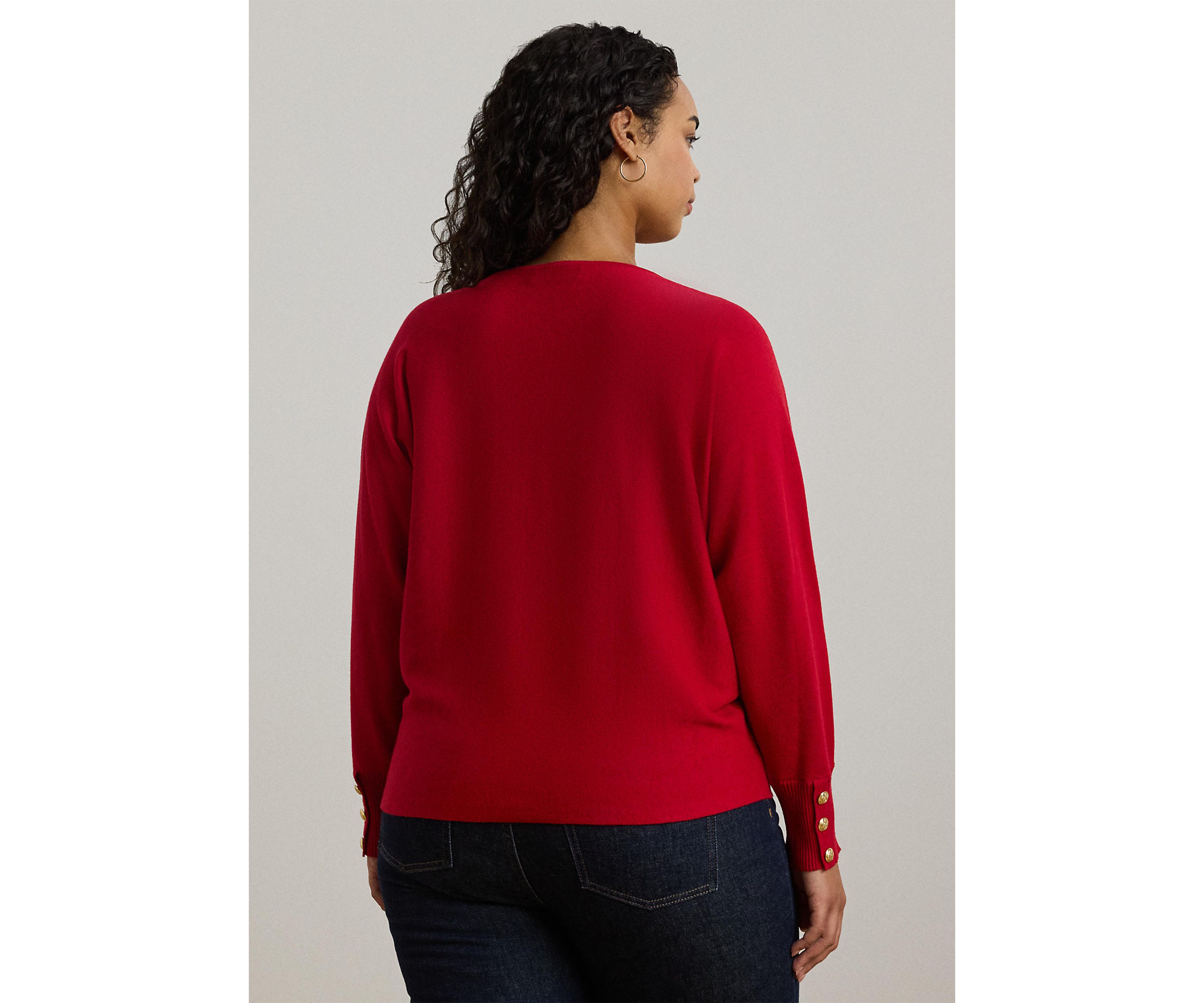 Womens Cotton-Blend Dolman-Sleeve Sweater