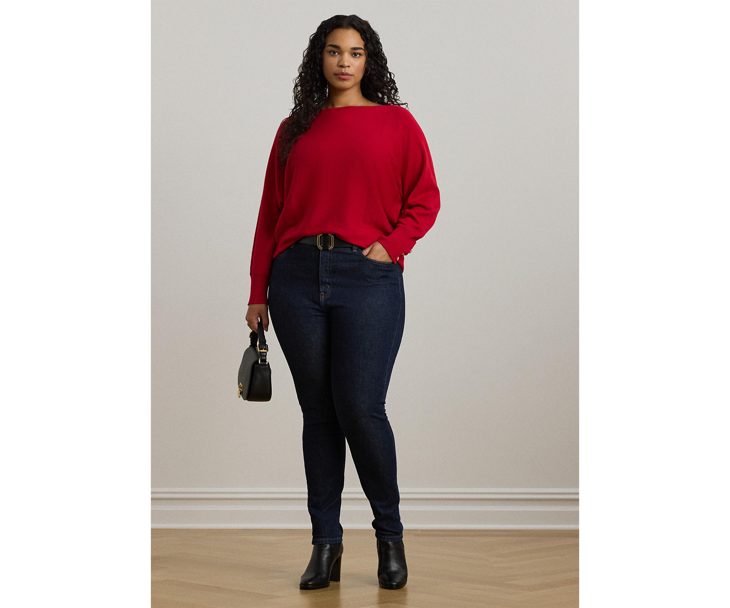 Womens Cotton-Blend Dolman-Sleeve Sweater
