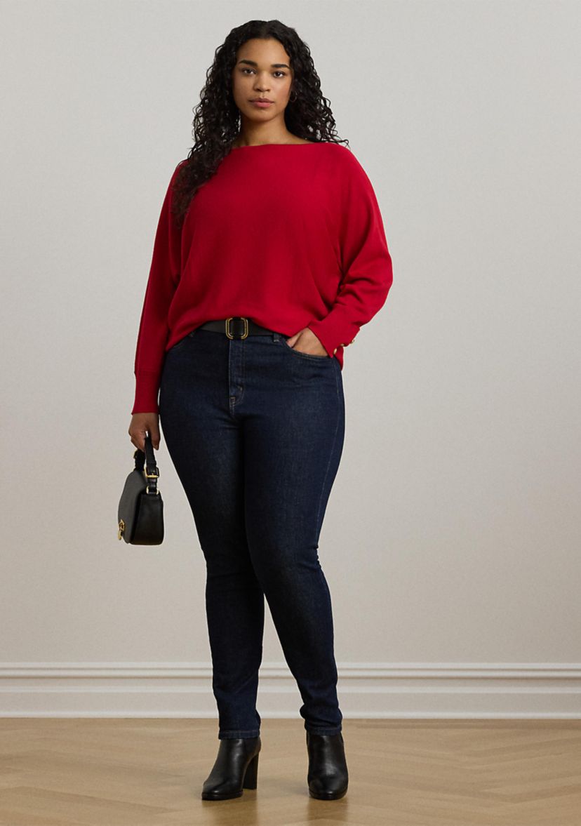 Womens Cotton-Blend Dolman-Sleeve Sweater