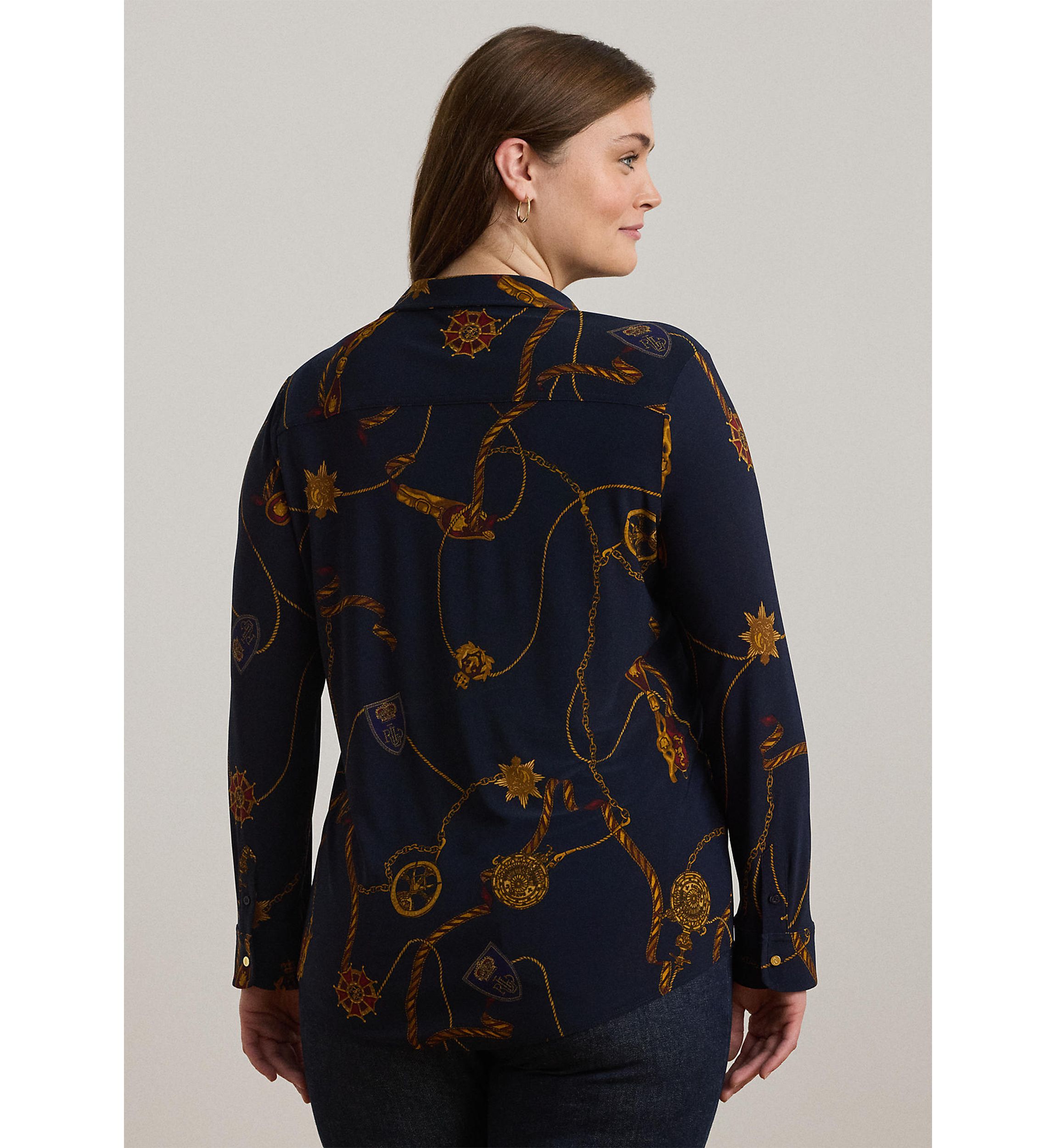 Womens Slim Fit Belting-Print Jersey Shirt