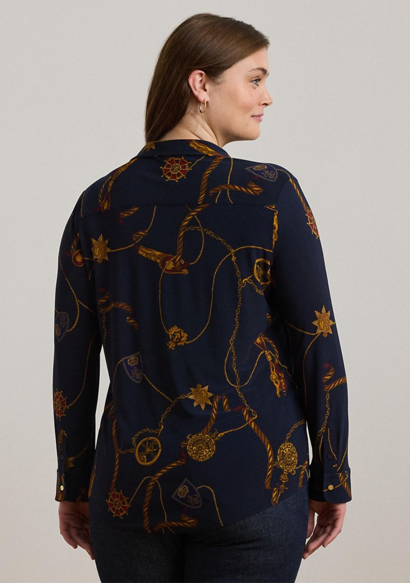 Womens Slim Fit Belting-Print Jersey Shirt