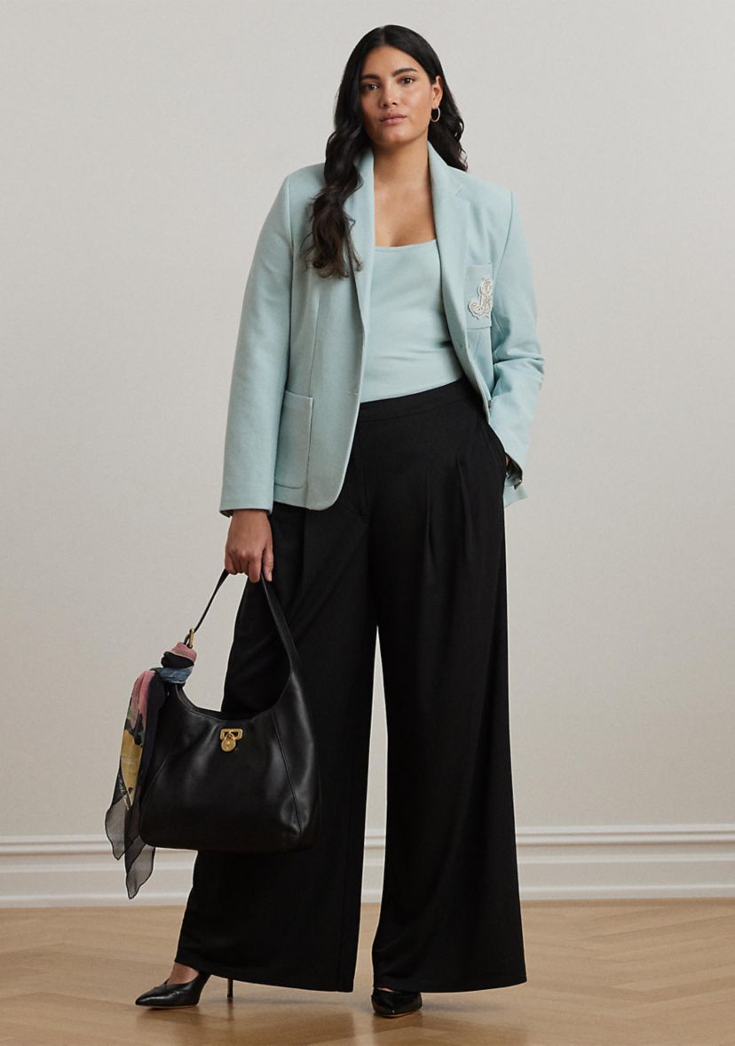 Pleated Stretch Jersey Wide Leg Pants