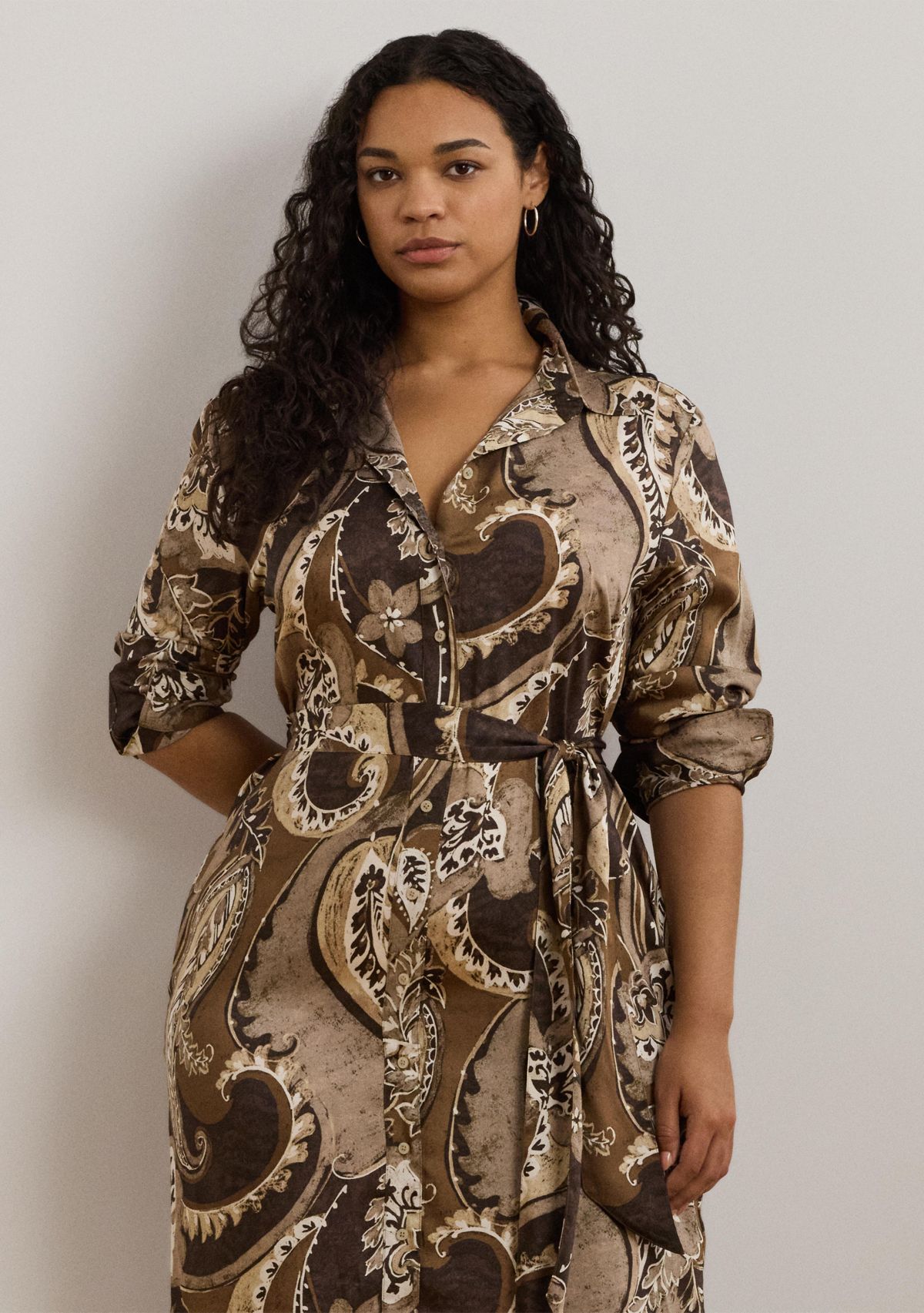 Plus Size Paisley Twill Shirtdress