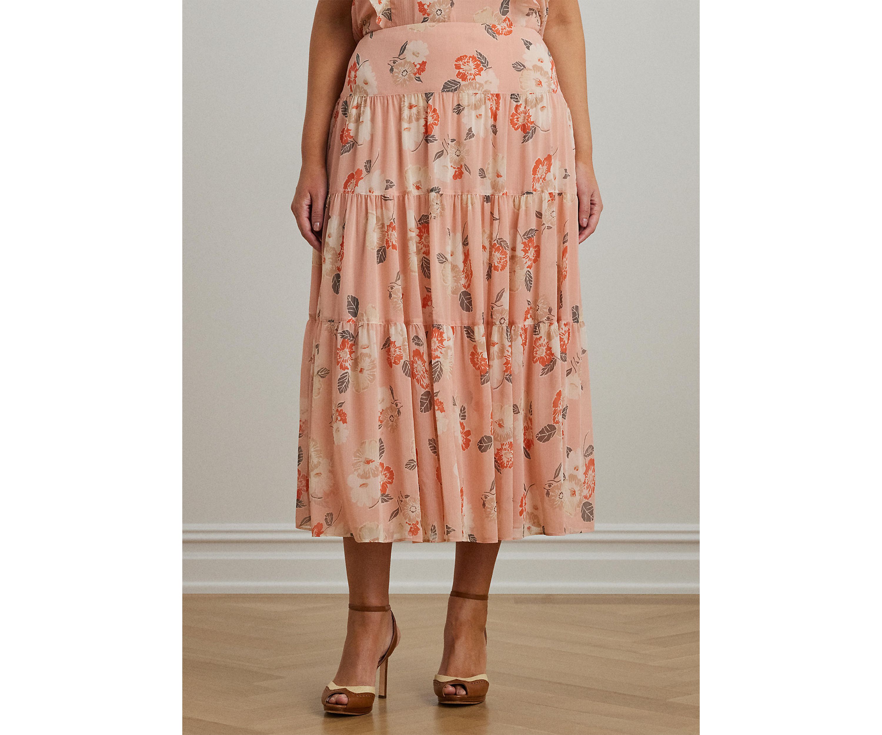 Floral Crinkle Georgette Tiered Skirt
