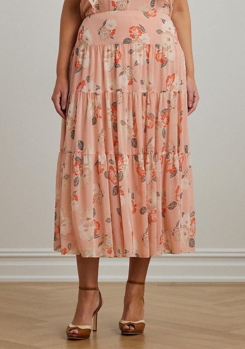 Floral Crinkle Georgette Tiered Skirt