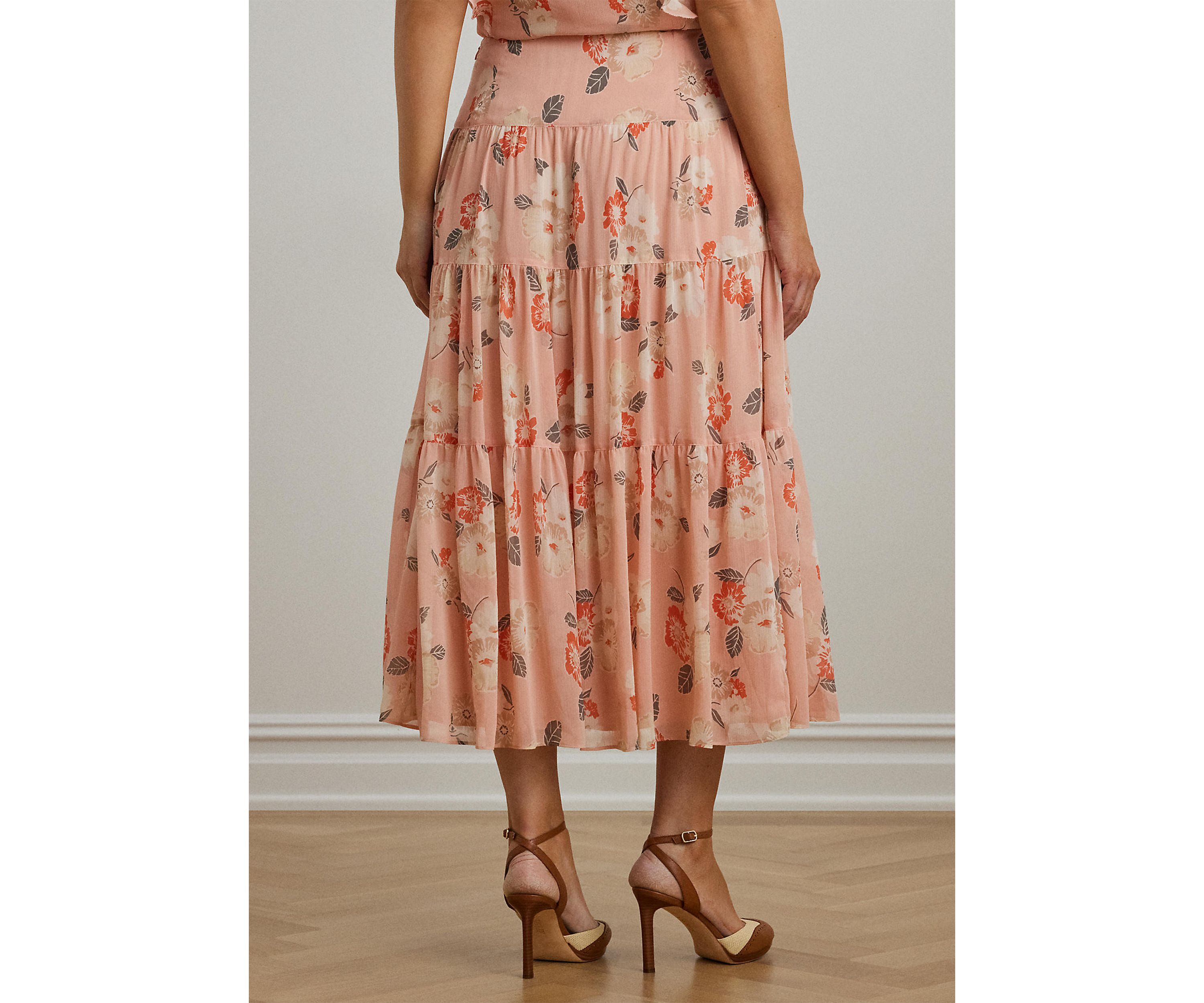 Floral Crinkle Georgette Tiered Skirt