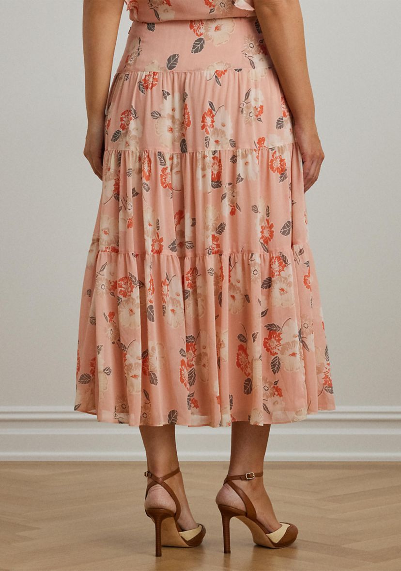 Floral Crinkle Georgette Tiered Skirt