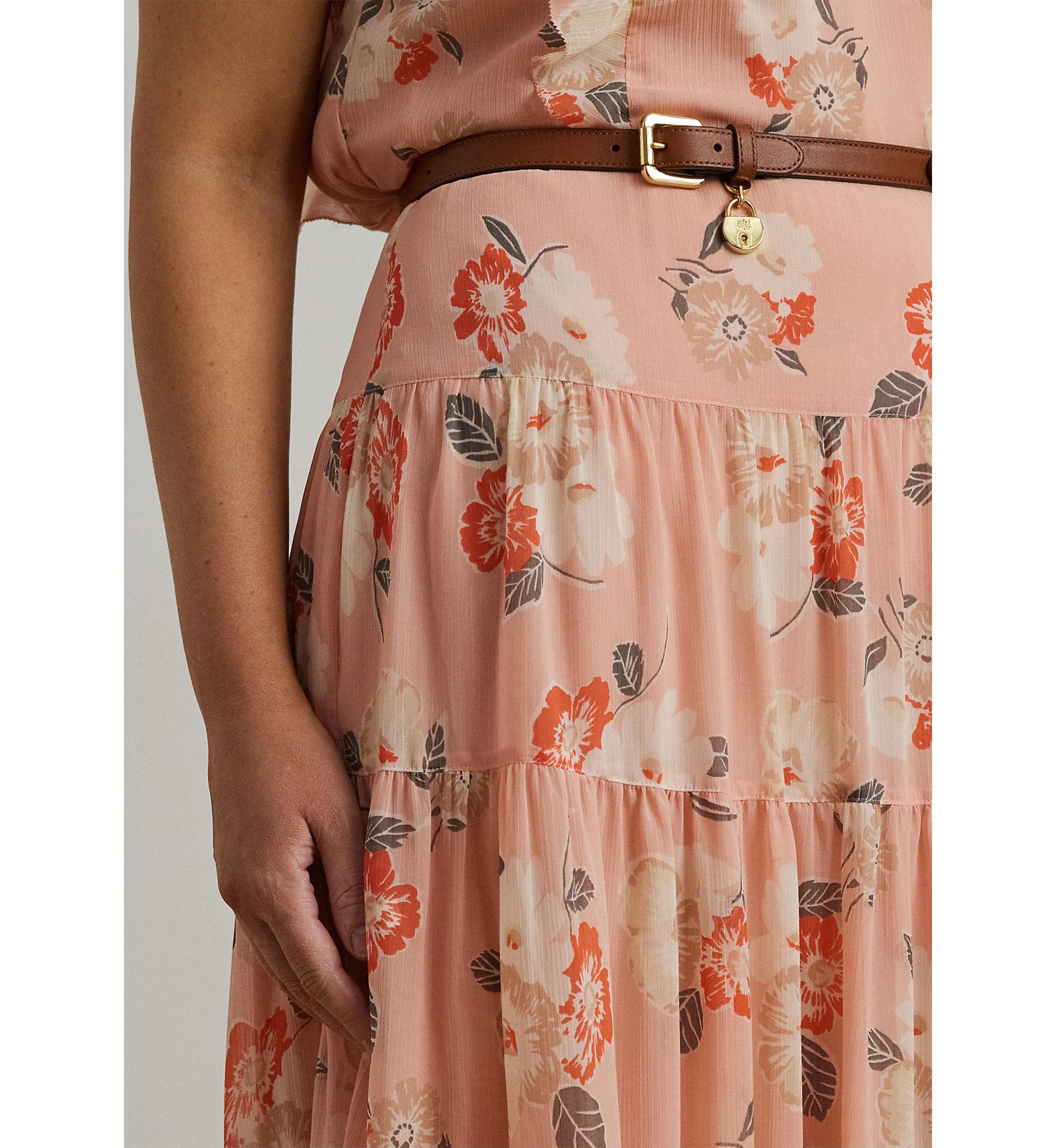 Floral Crinkle Georgette Tiered Skirt
