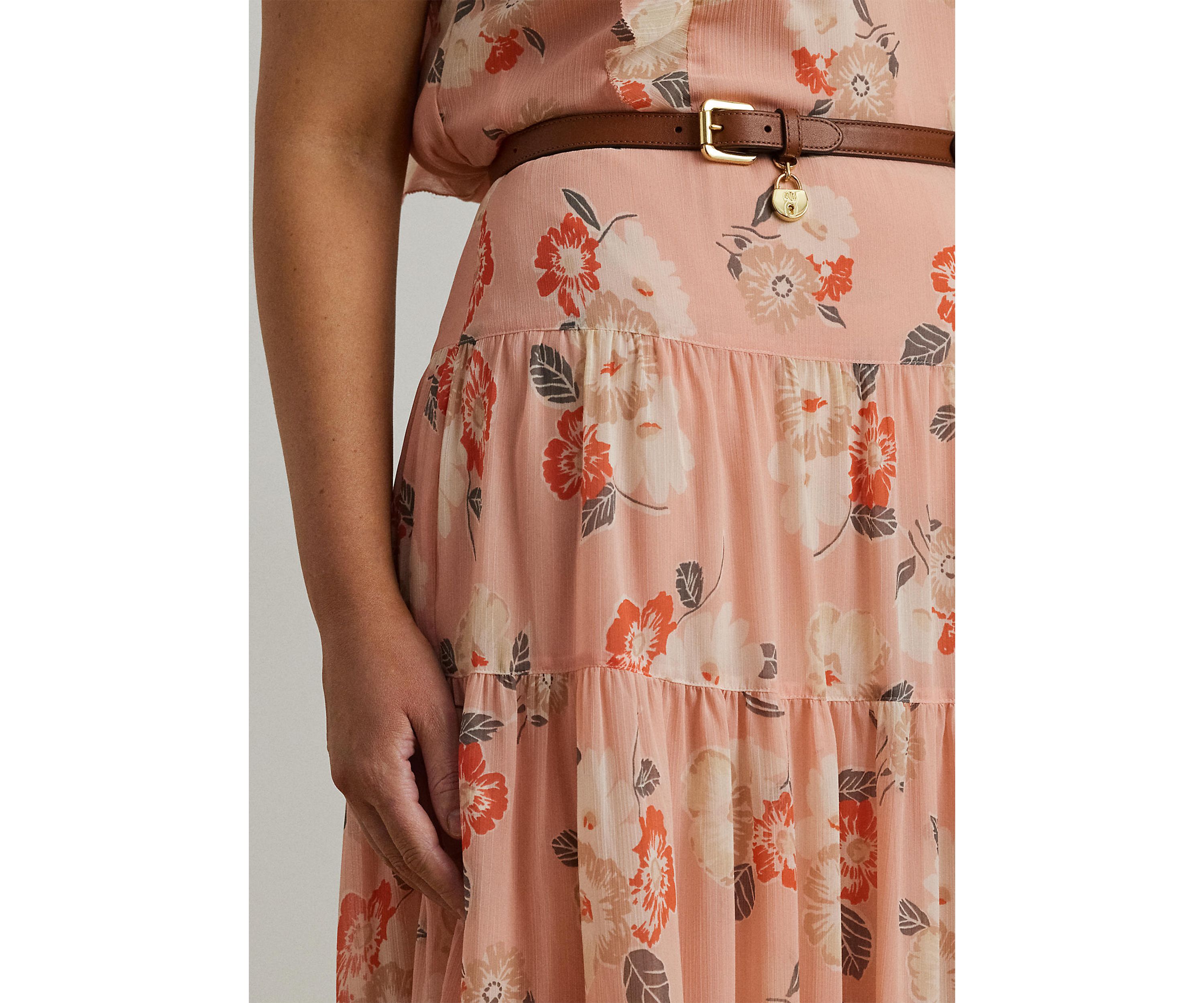 Floral Crinkle Georgette Tiered Skirt