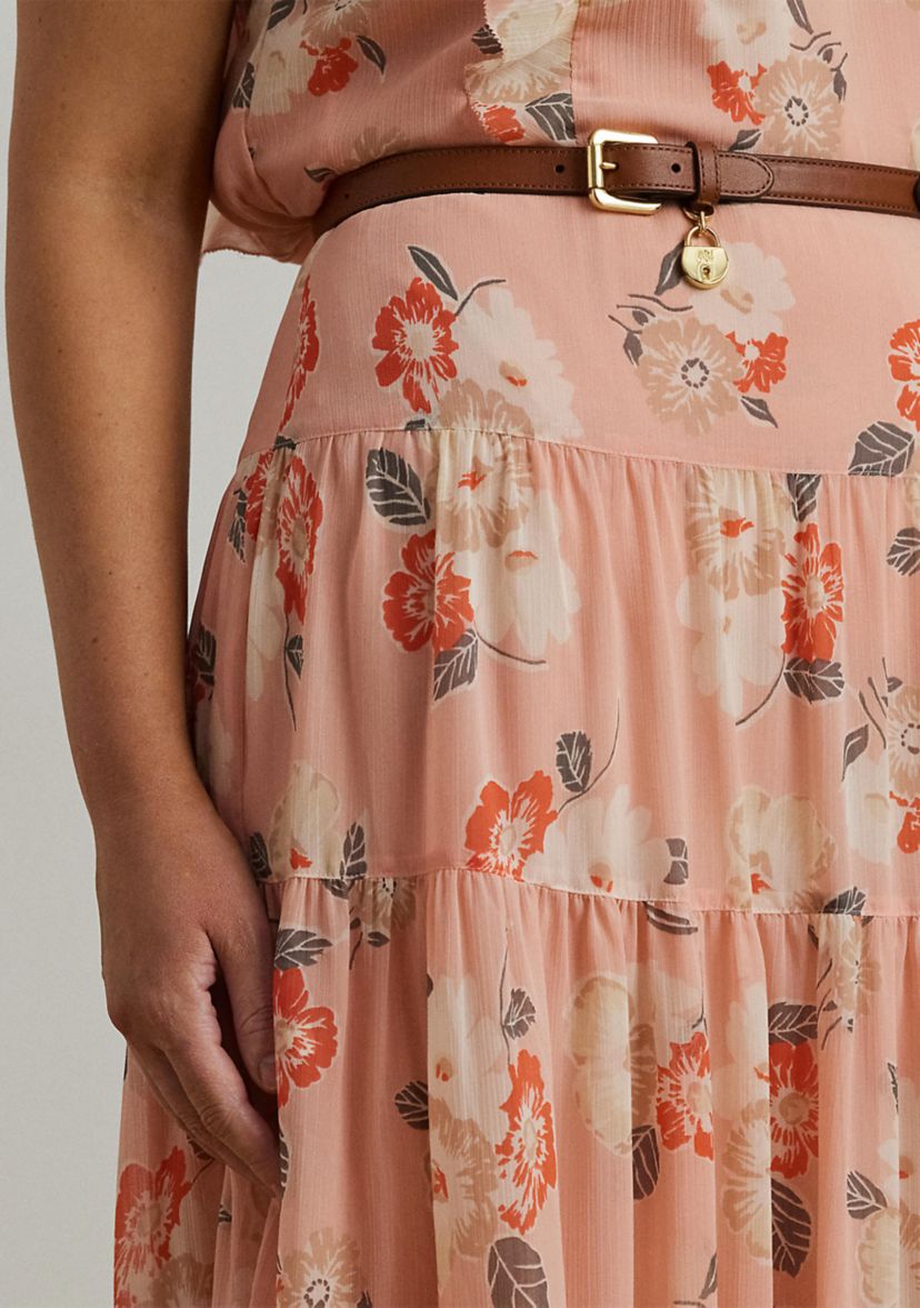 Floral Crinkle Georgette Tiered Skirt