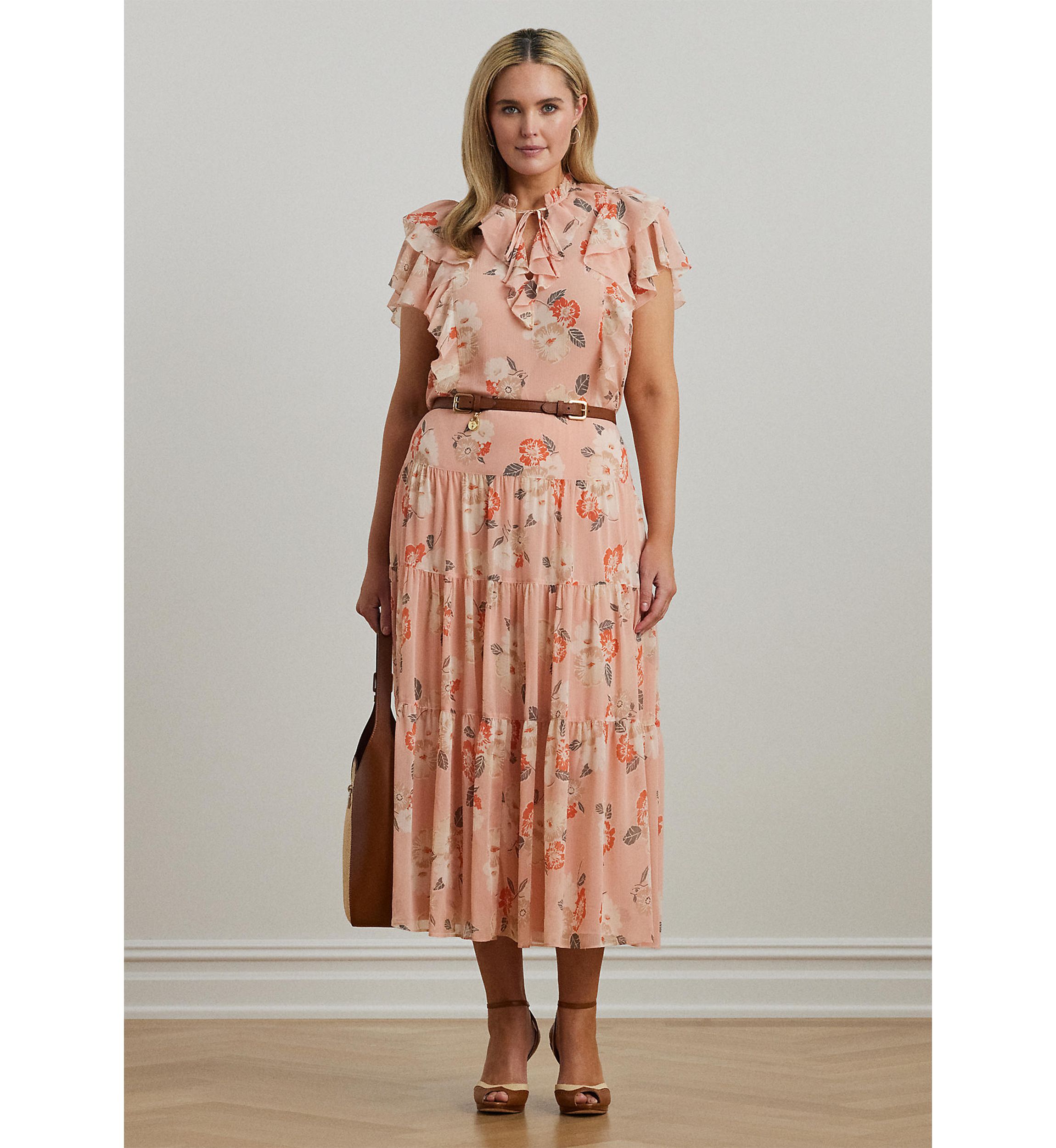 Floral Crinkle Georgette Tiered Skirt