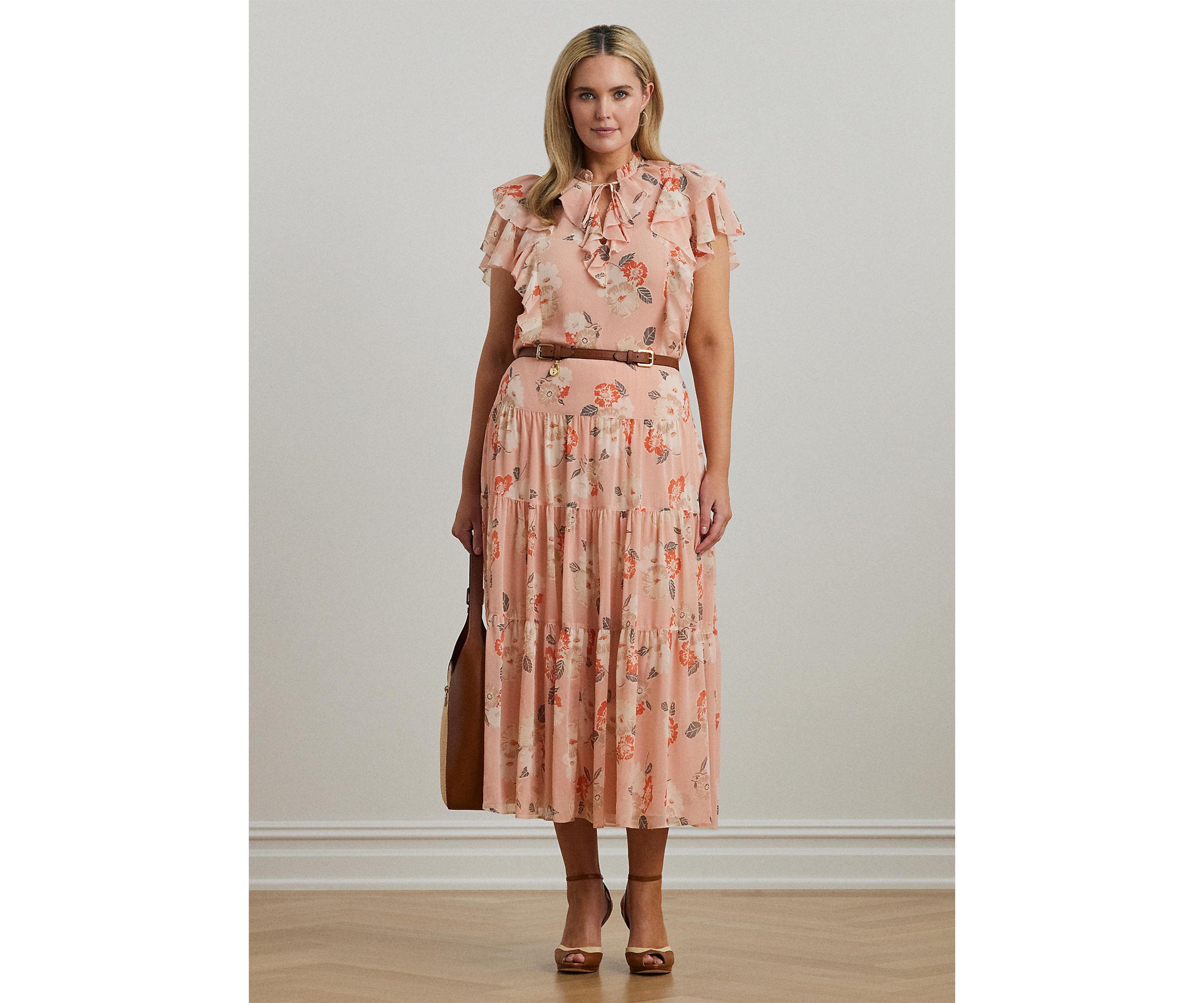 Floral Crinkle Georgette Tiered Skirt