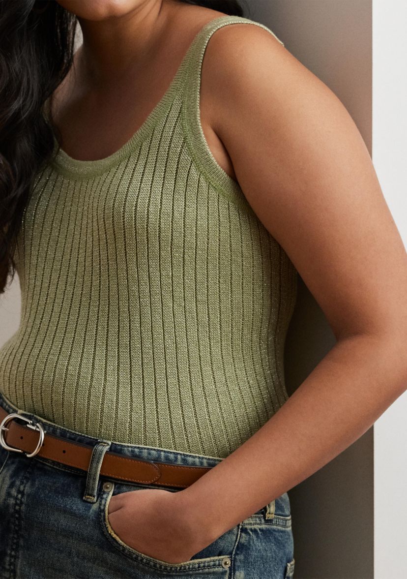 Metallic Rib Knit Sweater Tank Top