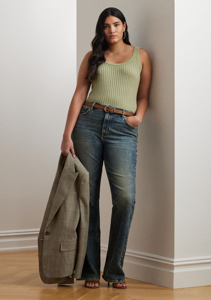 Metallic Rib Knit Sweater Tank Top