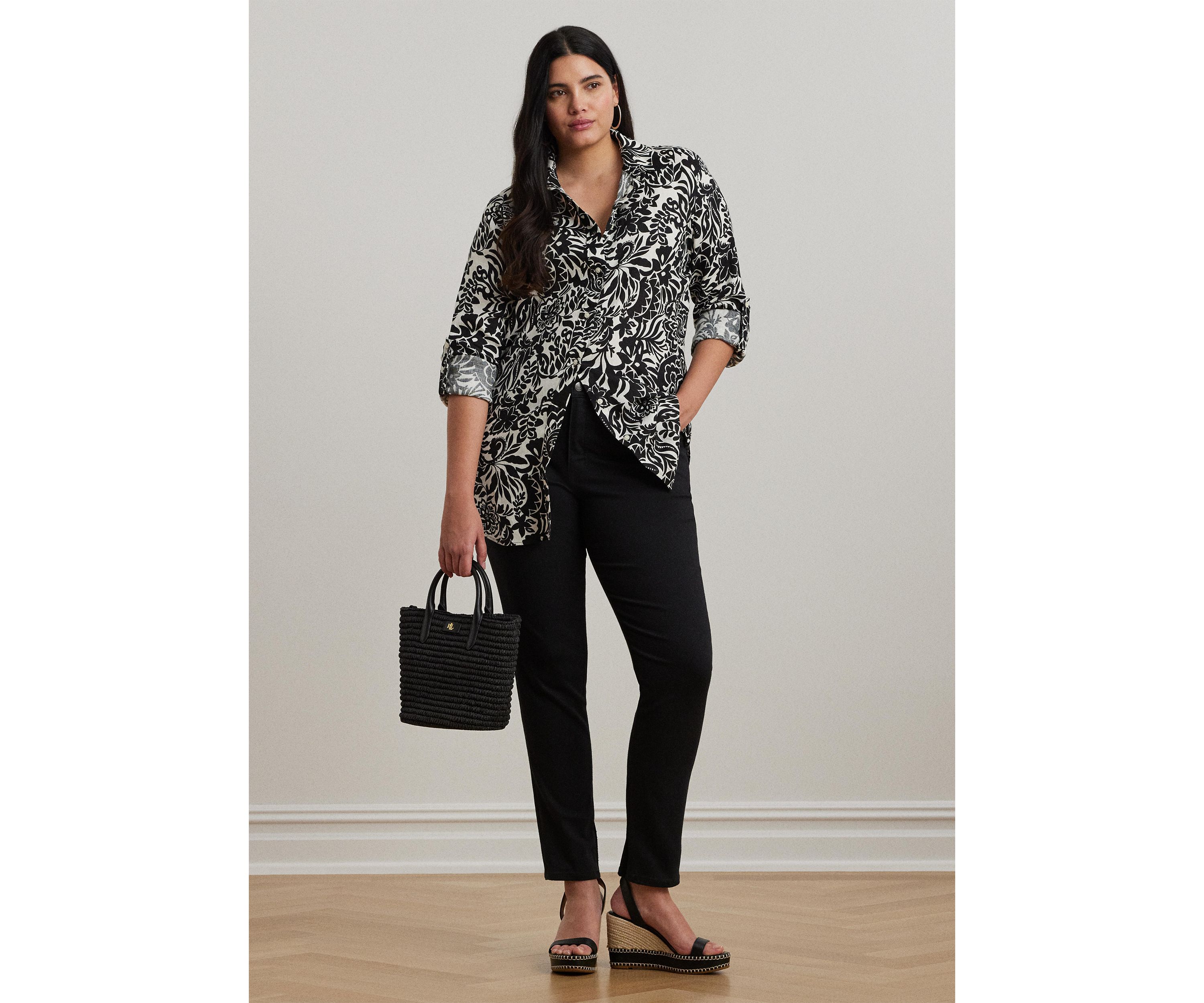 Plus Size Relaxed Fit Floral Linen Shirt