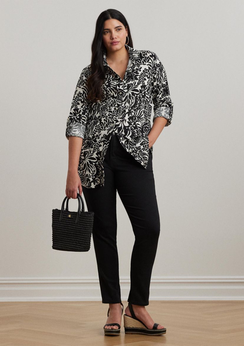 Plus Size Relaxed Fit Floral Linen Shirt
