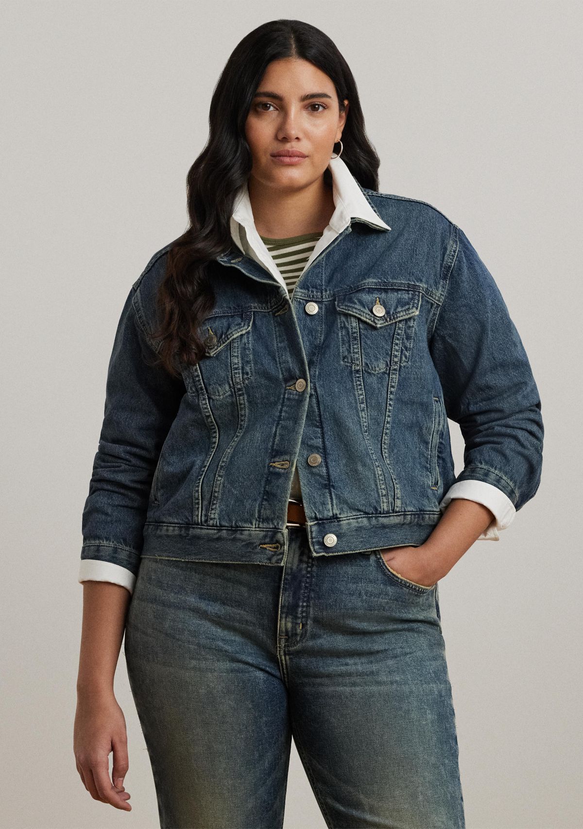 Plus Size Denim Trucker Jacket