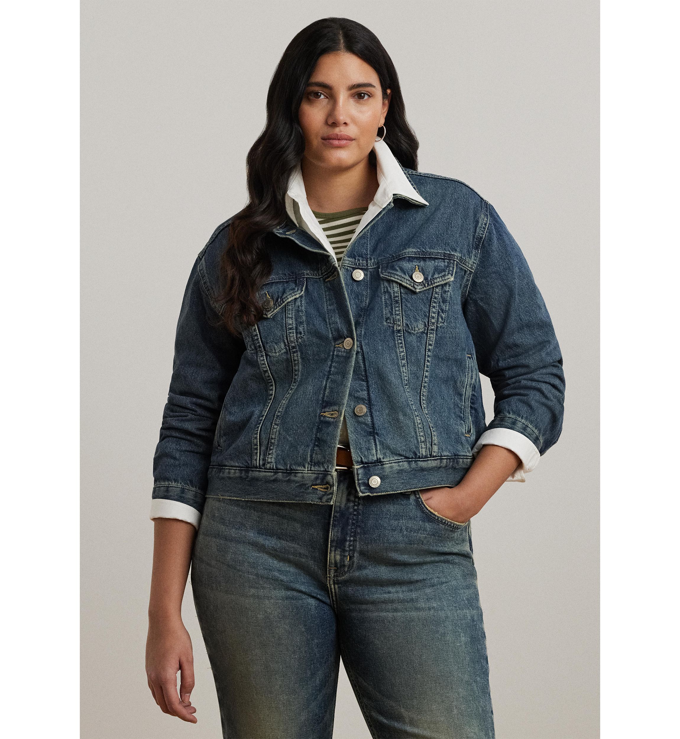 Plus Size Denim Trucker Jacket