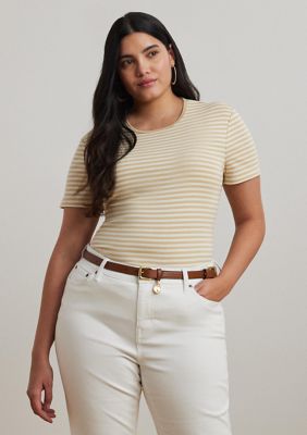 売れ筋商品|||ラルフローレン カットソー トップス レディース Plus Size 100% Linen Roll-Tab Shirt Cream Tan Linen Roll Tab–Sleeve Shirt | Ralph Lauren