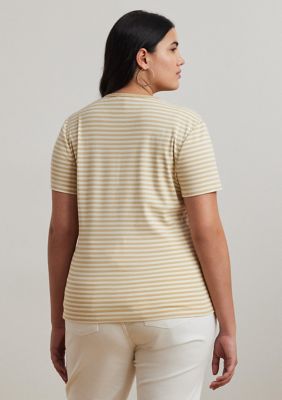 ラルフ・ローレン Lauren Ralph Lauren Plus Size Striped ストレッチ Cotton Crew Neck Tee レ 00000000_zi_e8bef35b-5e12-4bdf