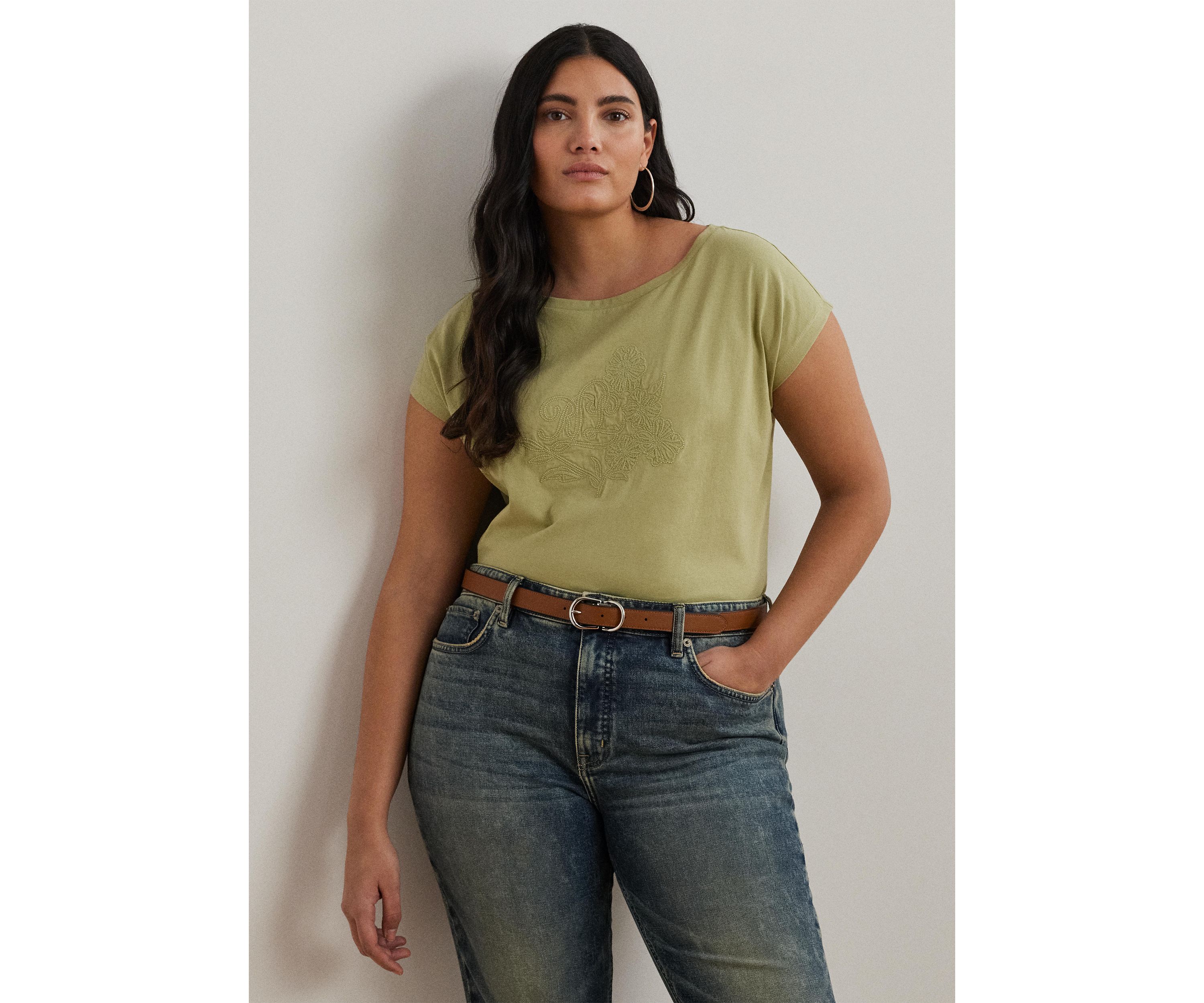 Plus Size Embroidered Jersey T-Shirt 