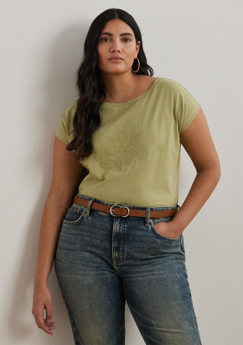 Plus Size Embroidered Jersey T-Shirt 