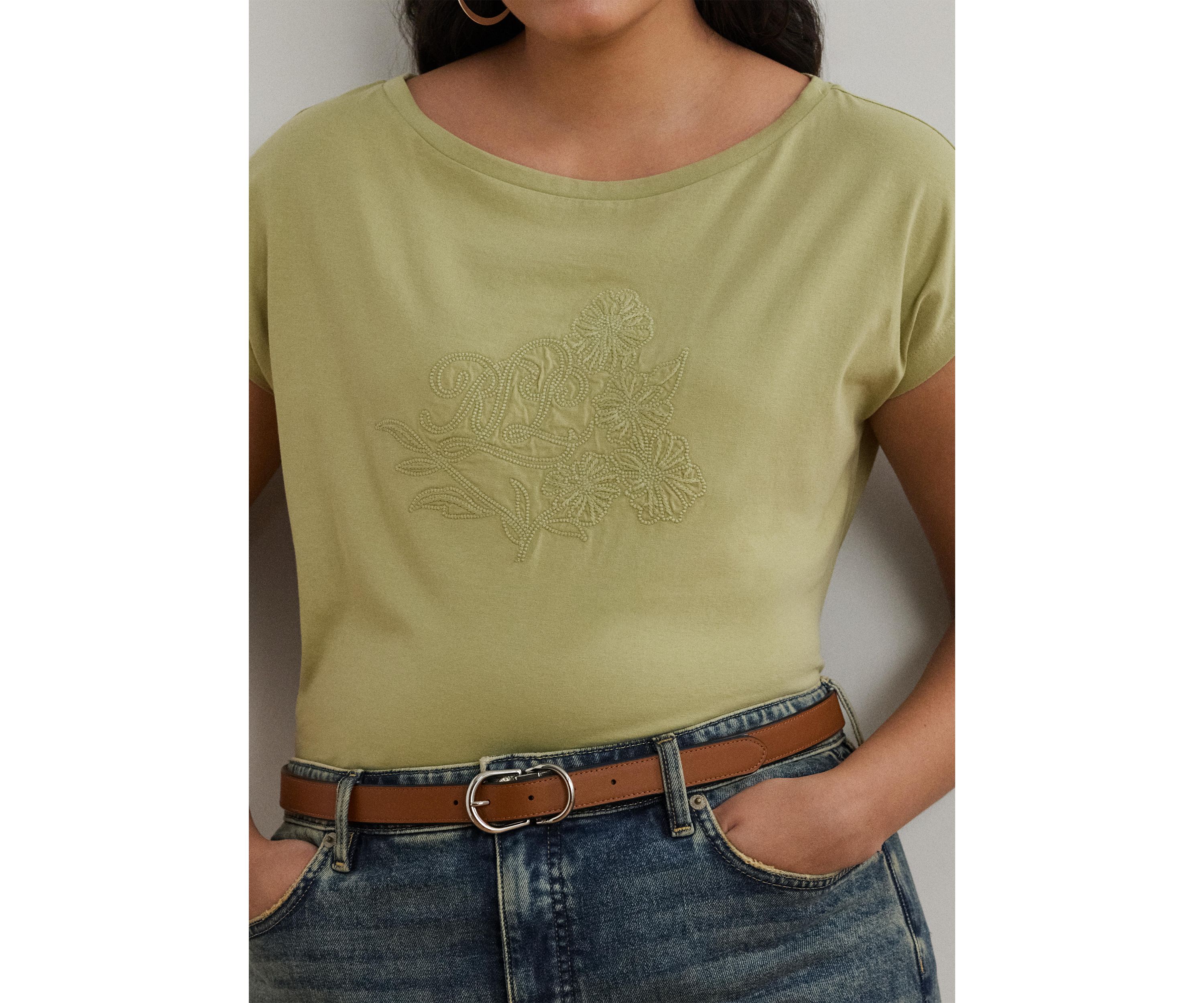 Plus Size Embroidered Jersey T-Shirt 