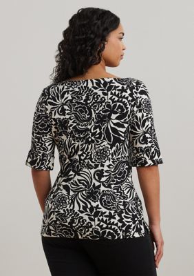 Lauren Ralph Lauren Plus Size Floral Stretch Cotton Boat