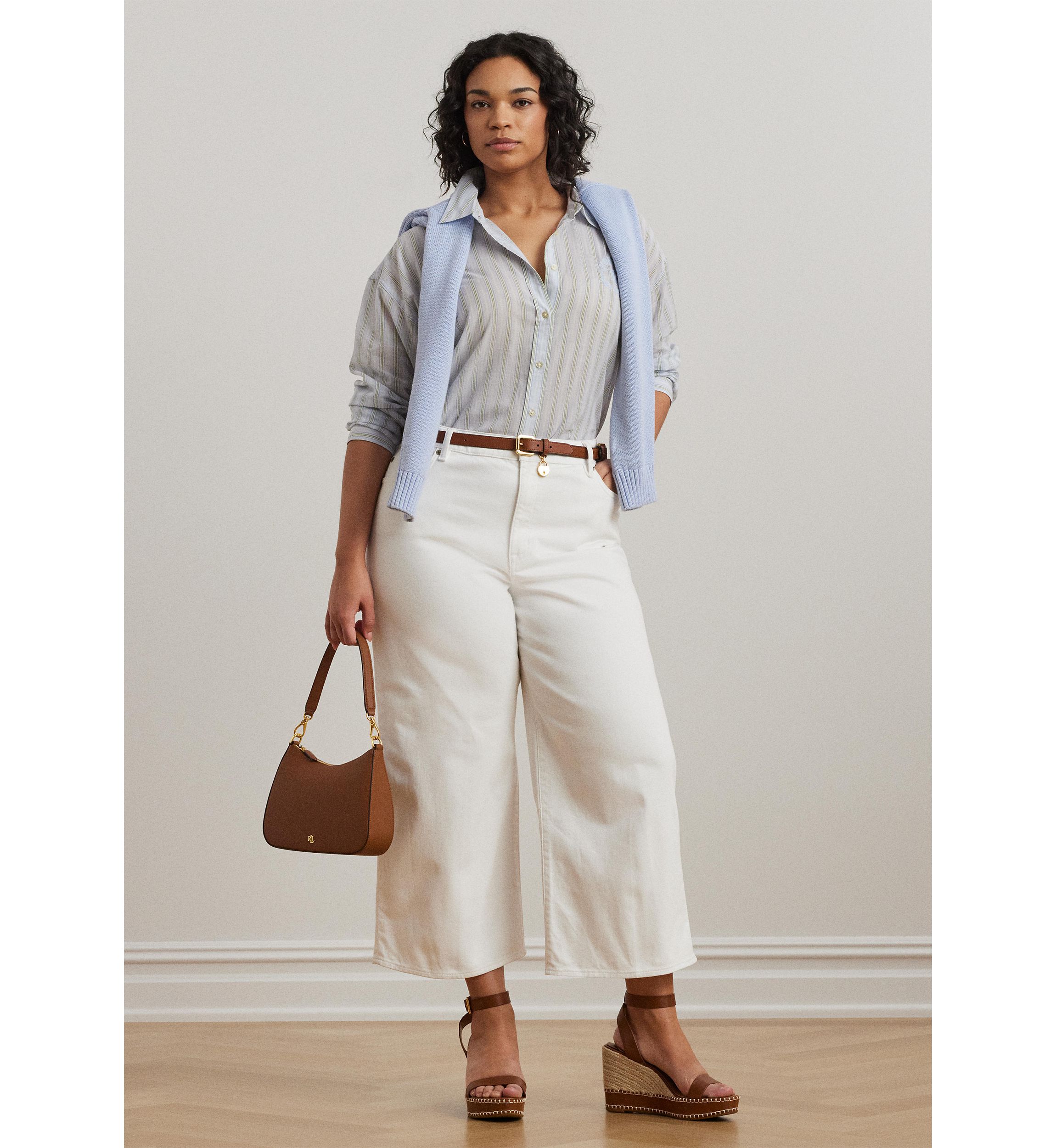 Plus Size Oversize Striped Cotton Voile Shirt