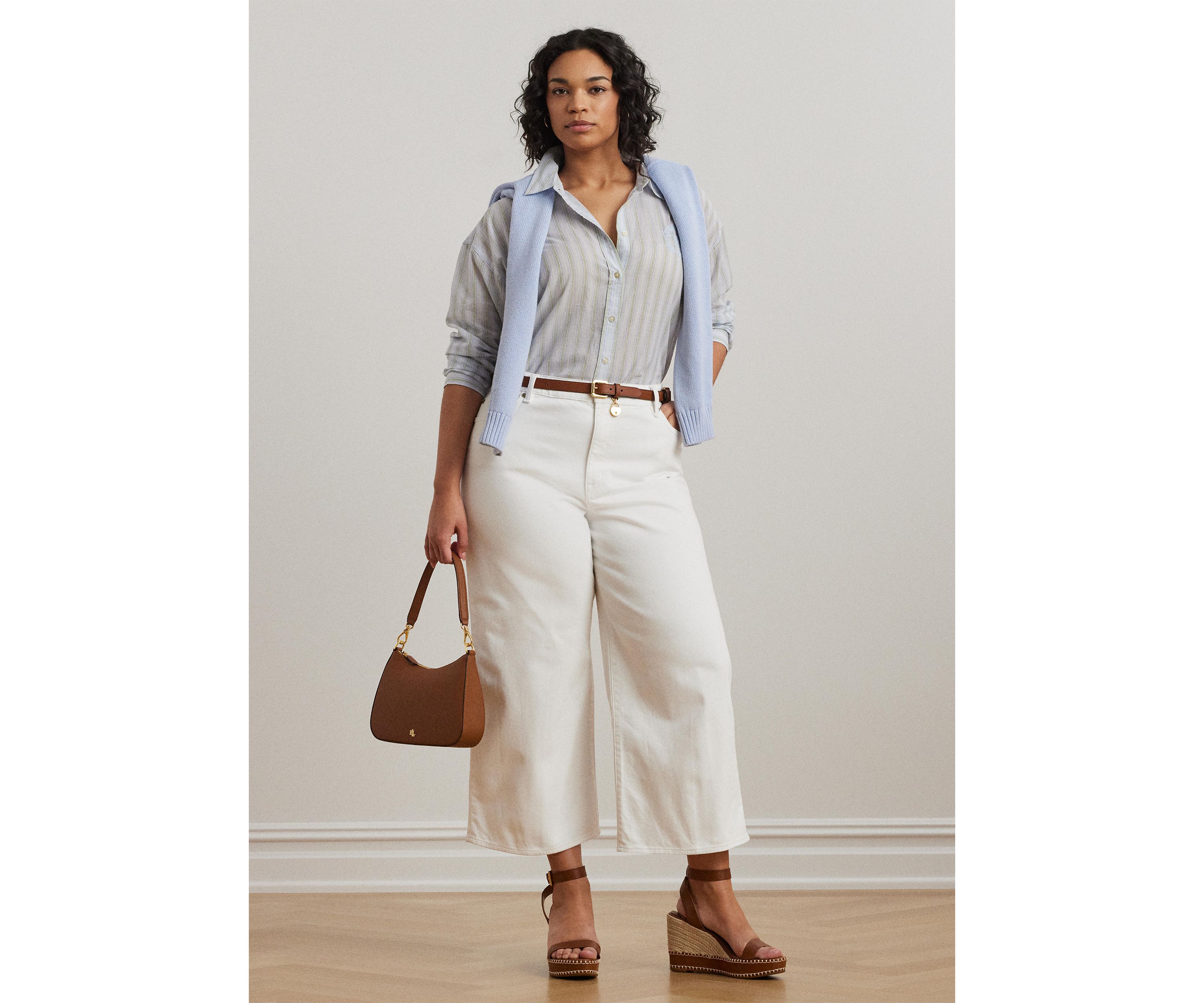 Plus Size Oversize Striped Cotton Voile Shirt