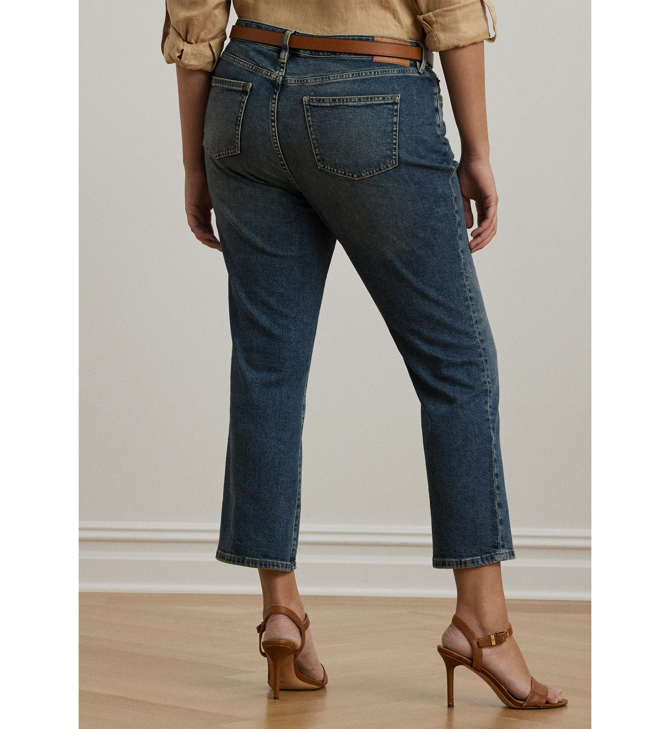Plus Size Mid Rise Straight Ankle Jeans