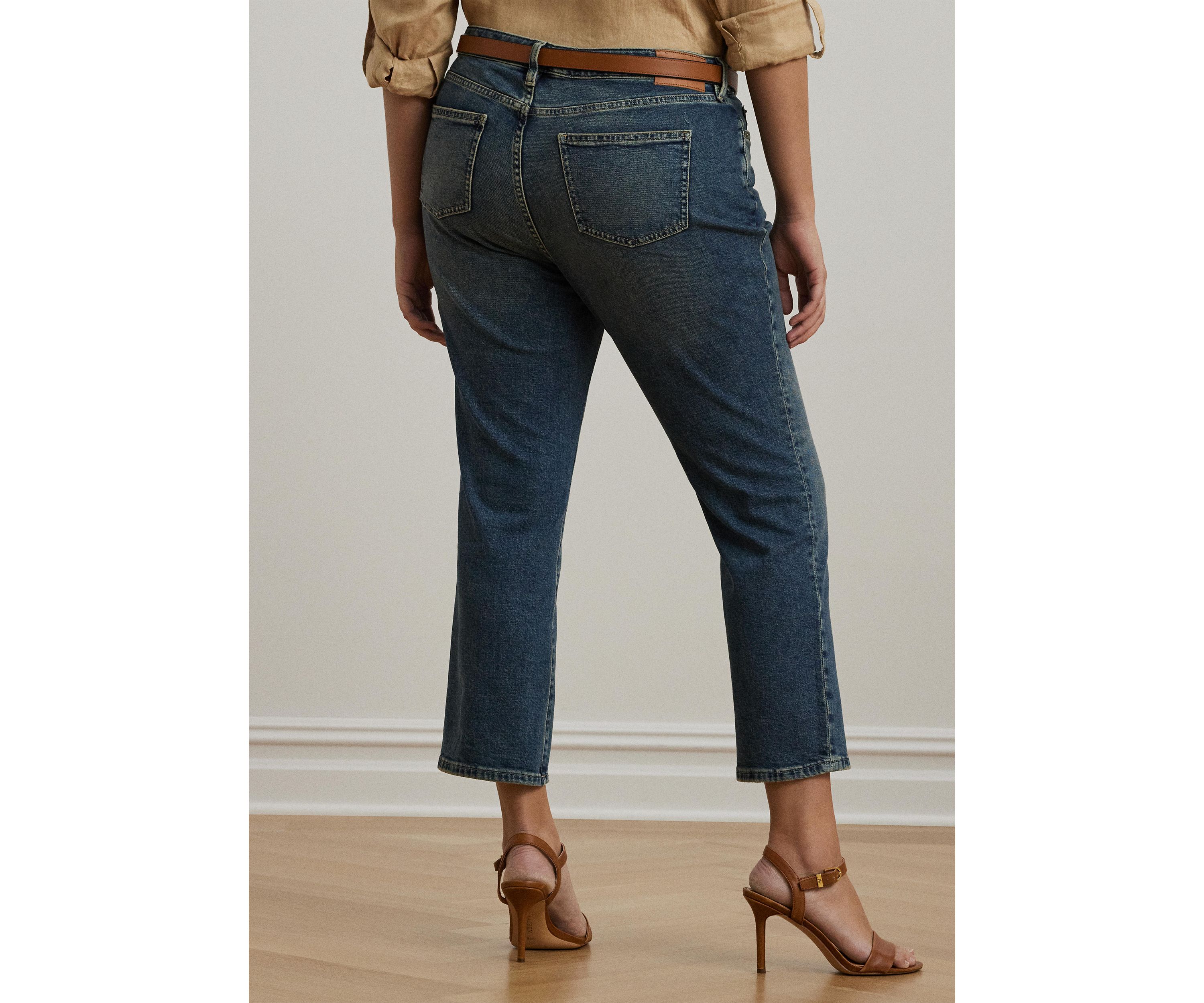 Plus Size Mid Rise Straight Ankle Jeans