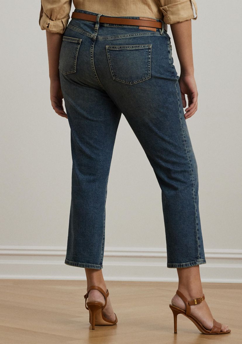 Plus Size Mid Rise Straight Ankle Jeans