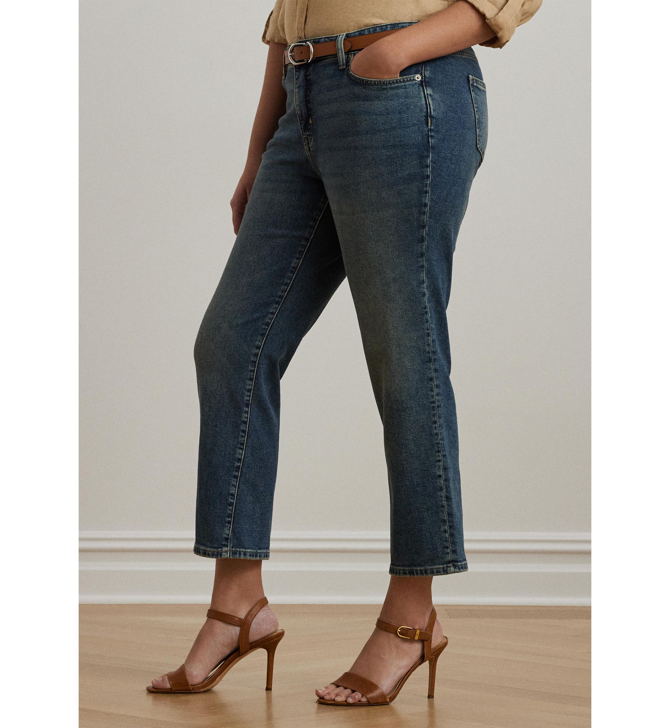 Plus Size Mid Rise Straight Ankle Jeans