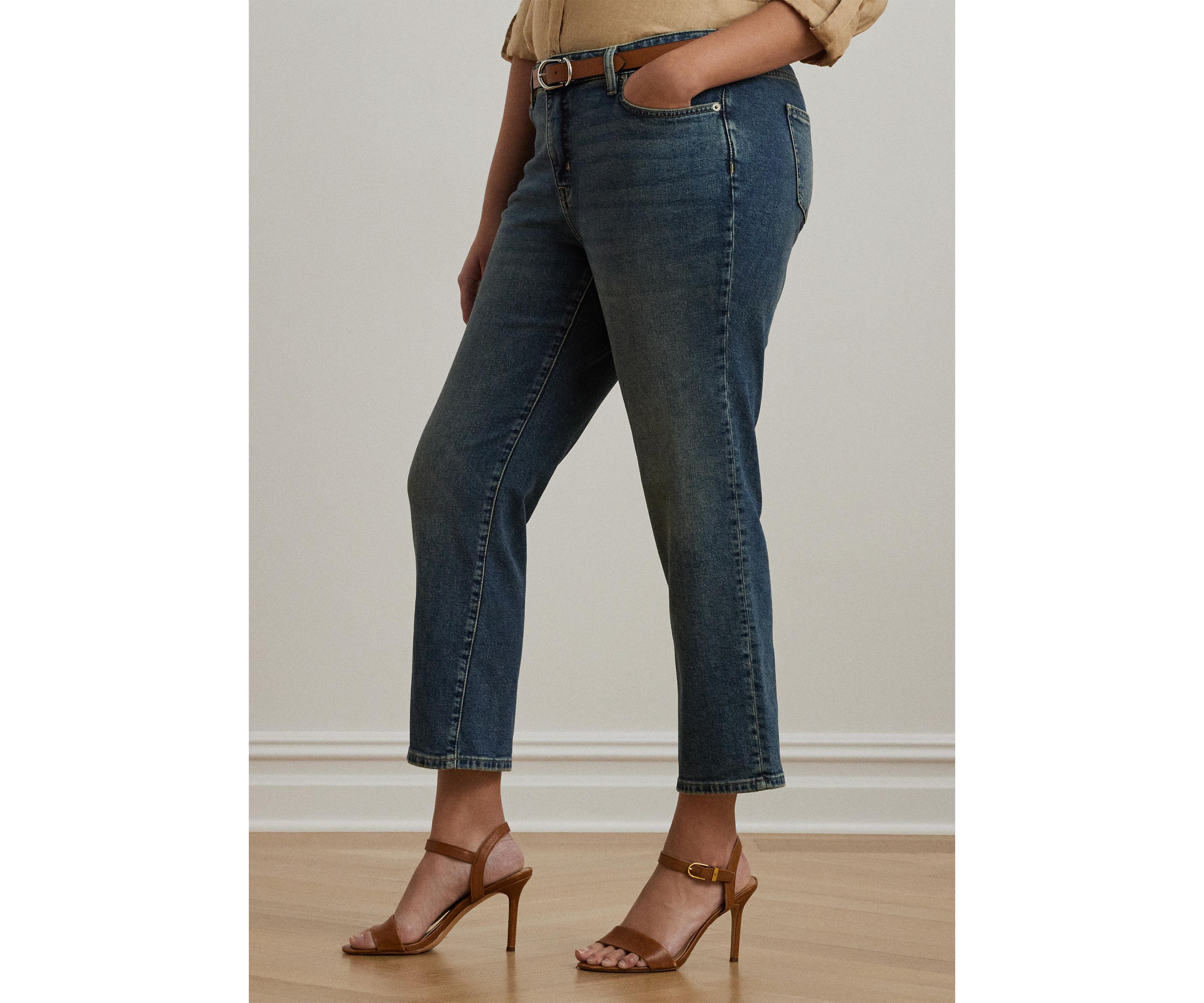 Plus Size Mid Rise Straight Ankle Jeans