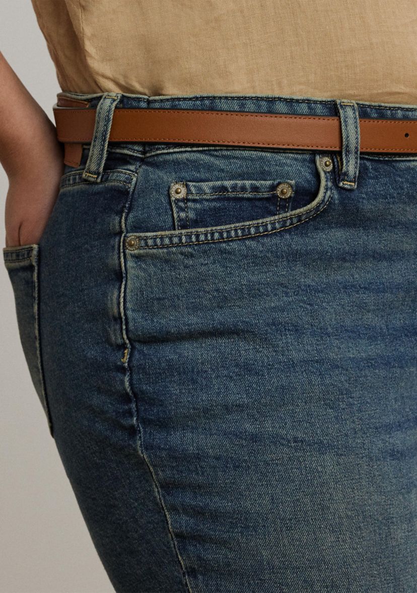 Plus Size Mid Rise Straight Ankle Jeans