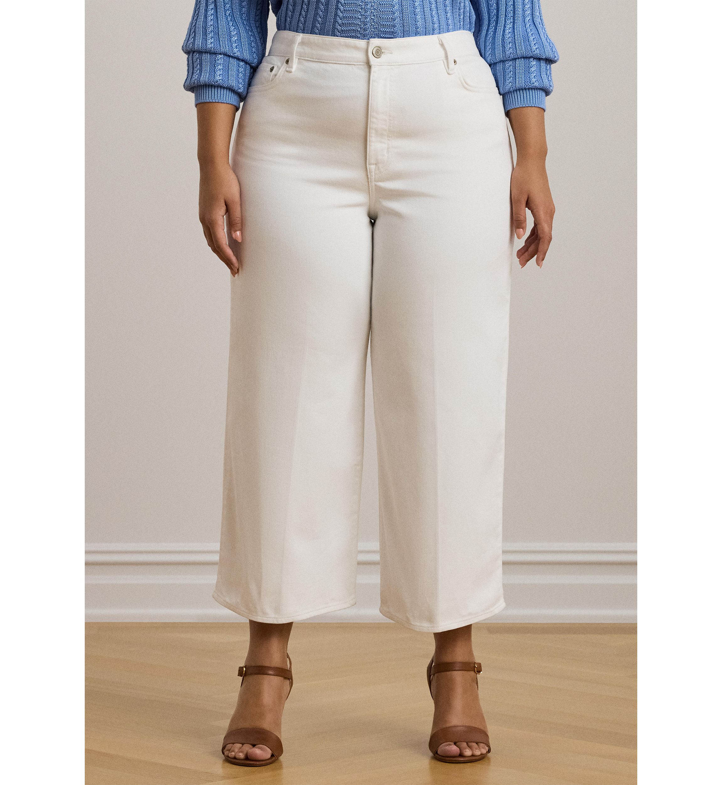 Plus Size High Rise Wide Leg Cropped Jeans