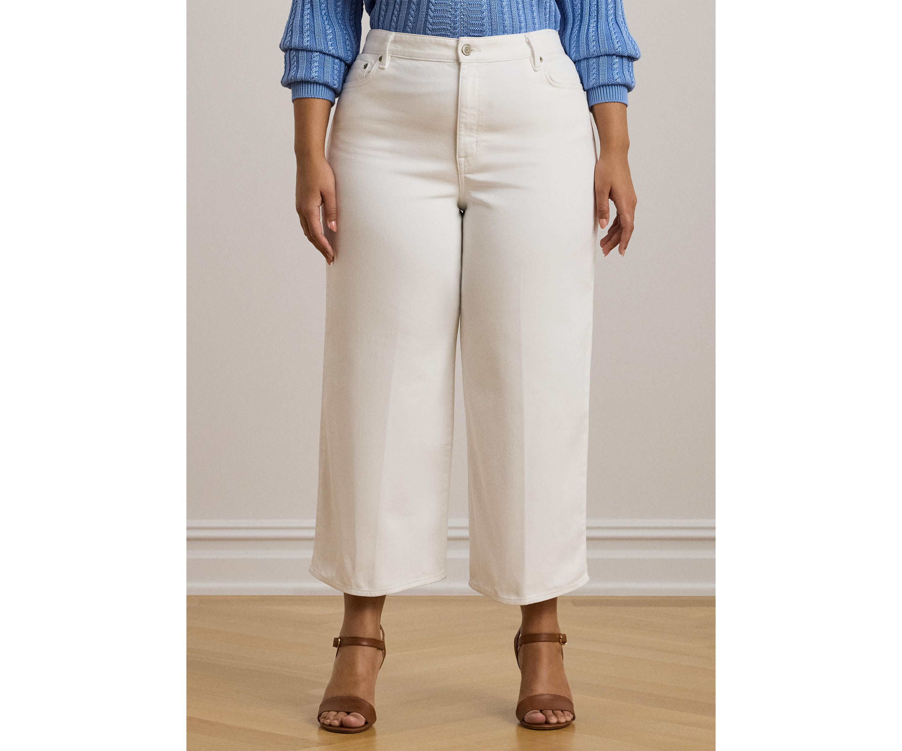 Plus Size High Rise Wide Leg Cropped Jeans