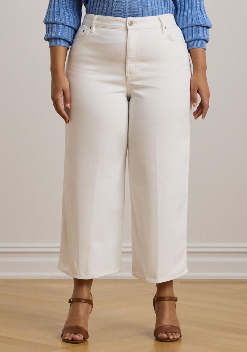 Plus Size High Rise Wide Leg Cropped Jeans