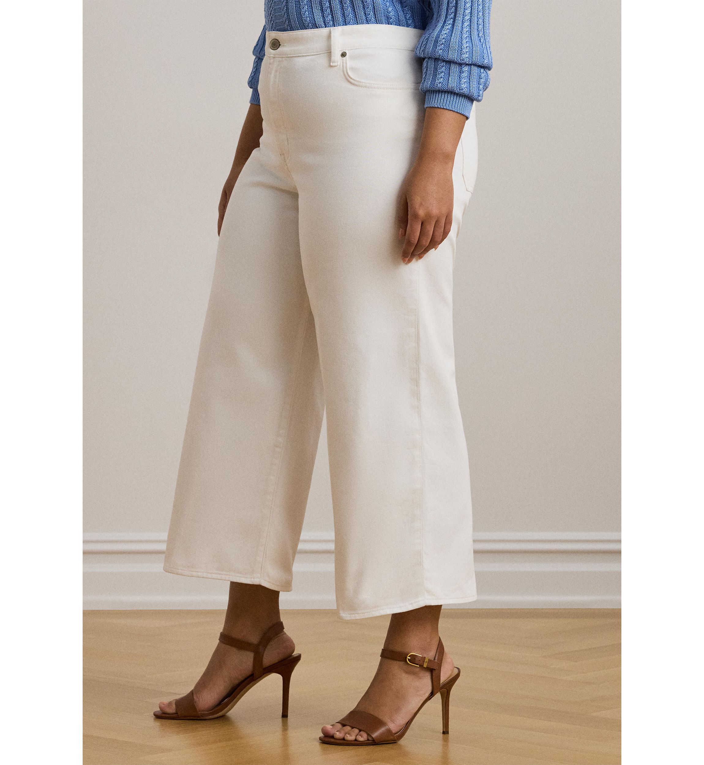 Plus Size High Rise Wide Leg Cropped Jeans