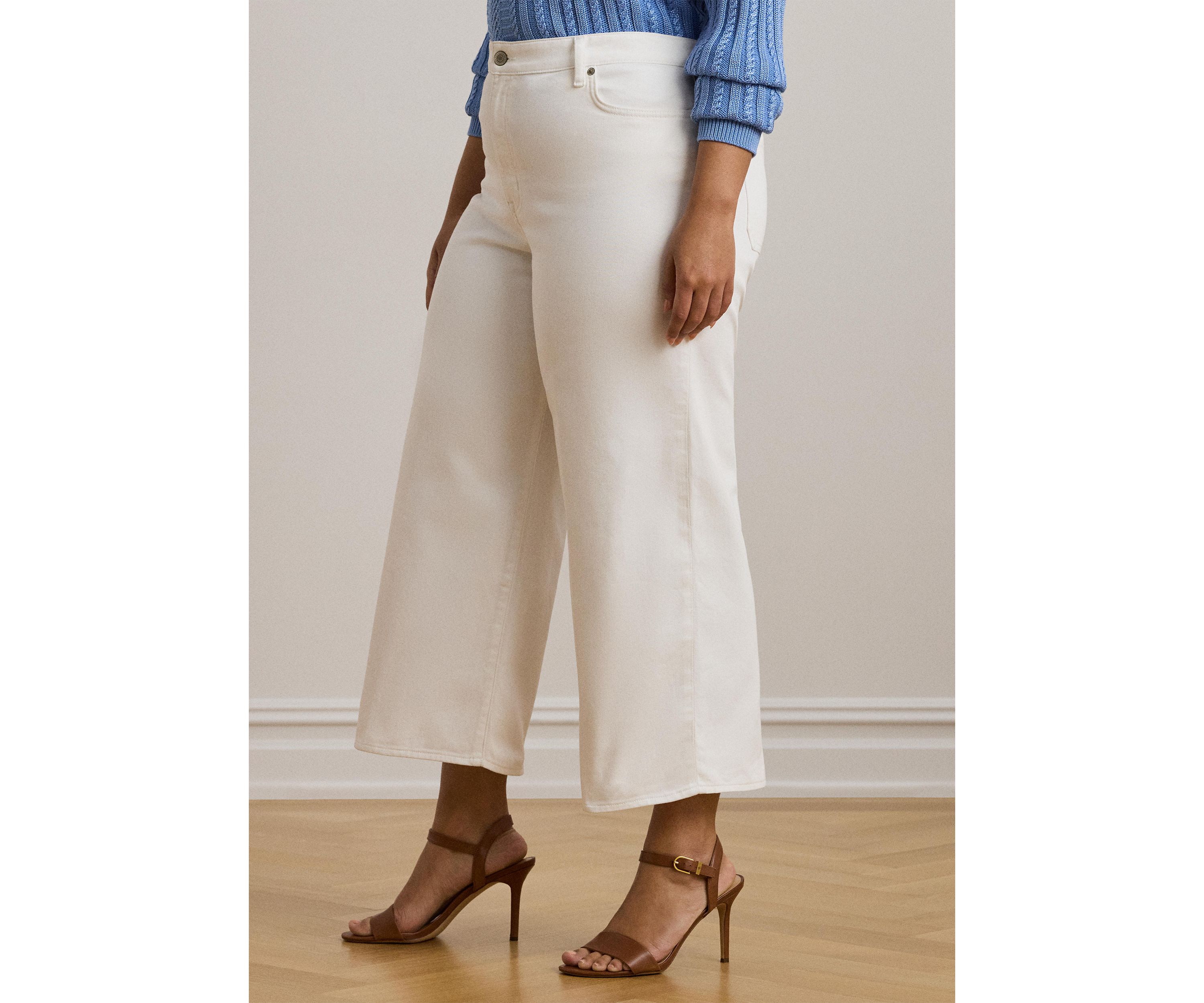 Plus Size High Rise Wide Leg Cropped Jeans