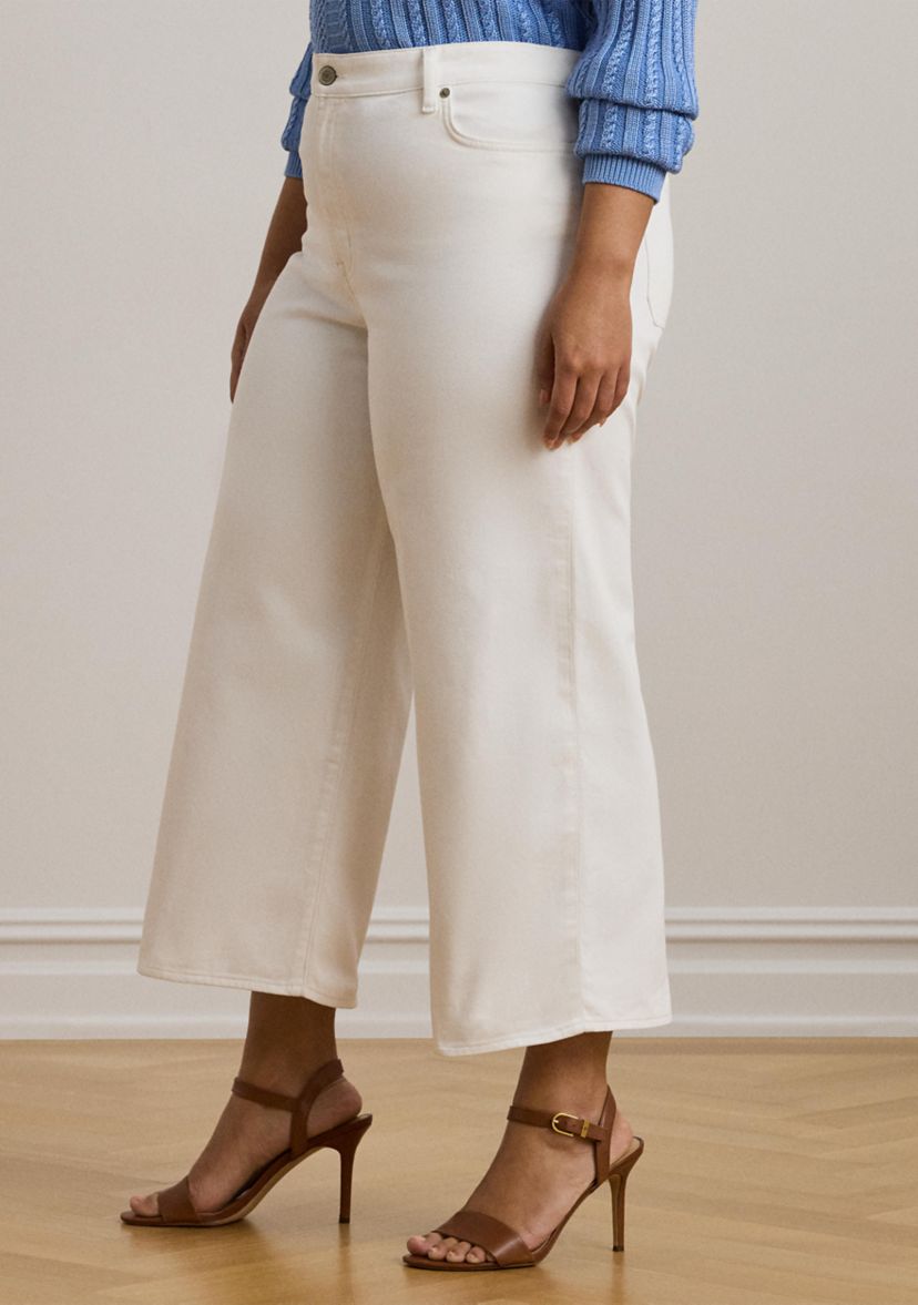 Plus Size High Rise Wide Leg Cropped Jeans