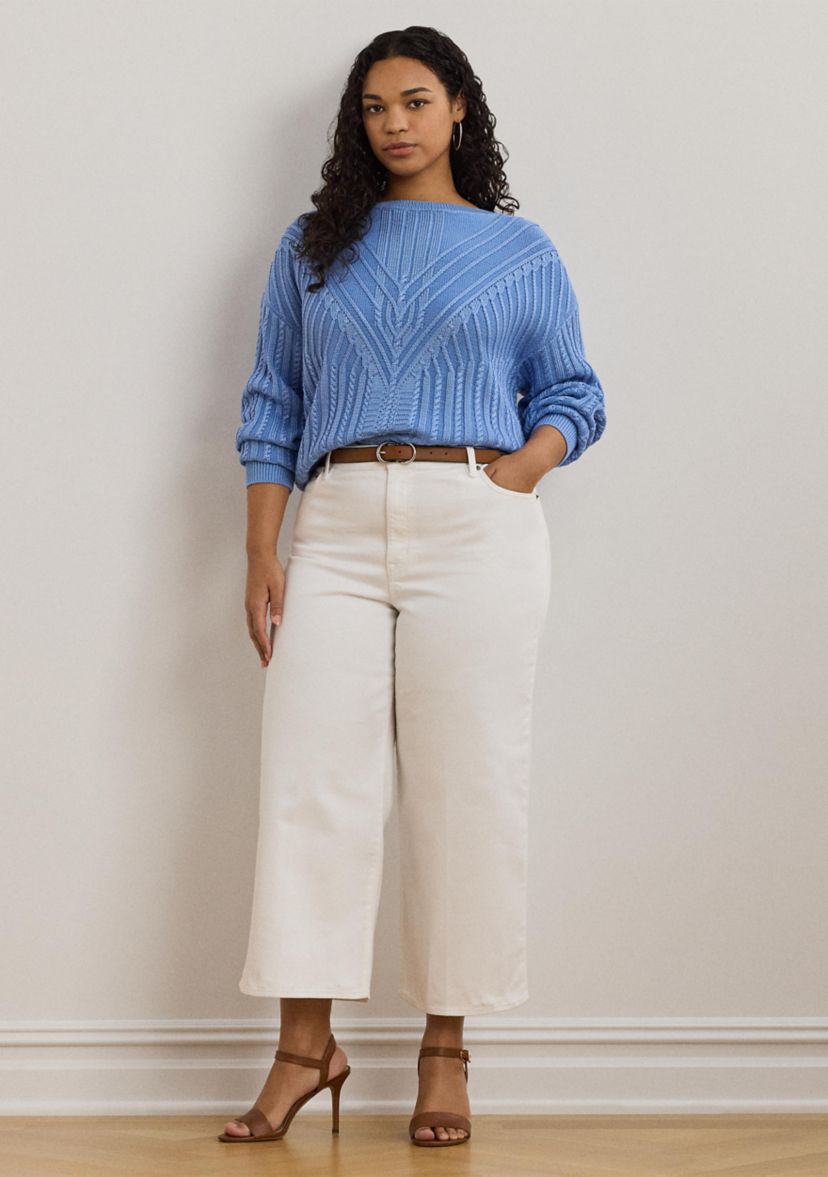 Plus Size High Rise Wide Leg Cropped Jeans