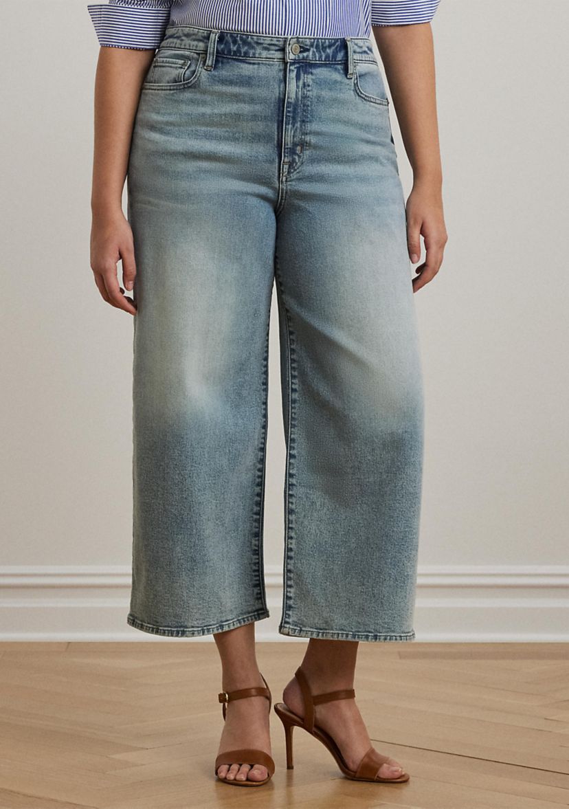 Plus Size High Rise Wide Leg Cropped Jeans