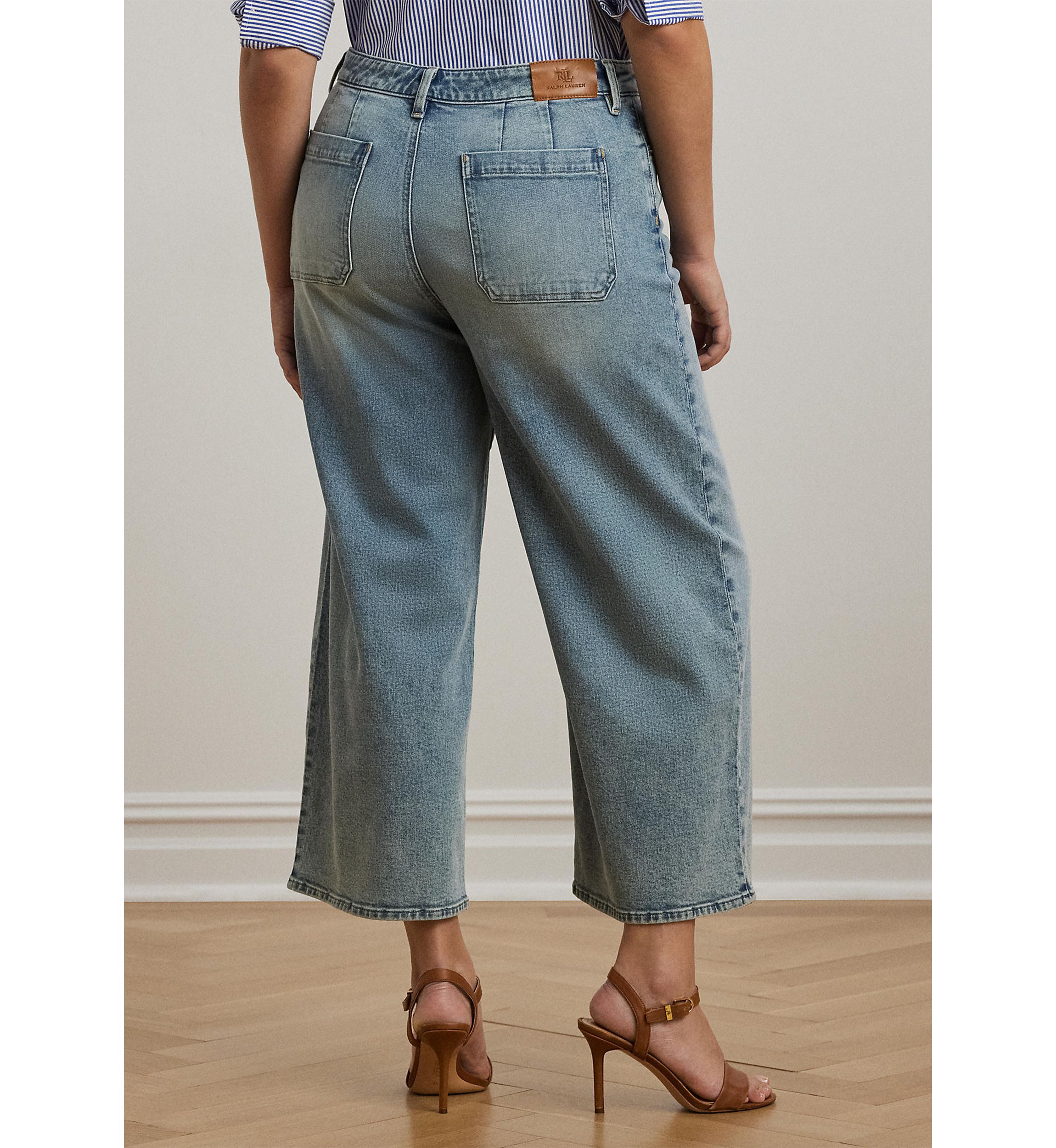 Plus Size High Rise Wide Leg Cropped Jeans