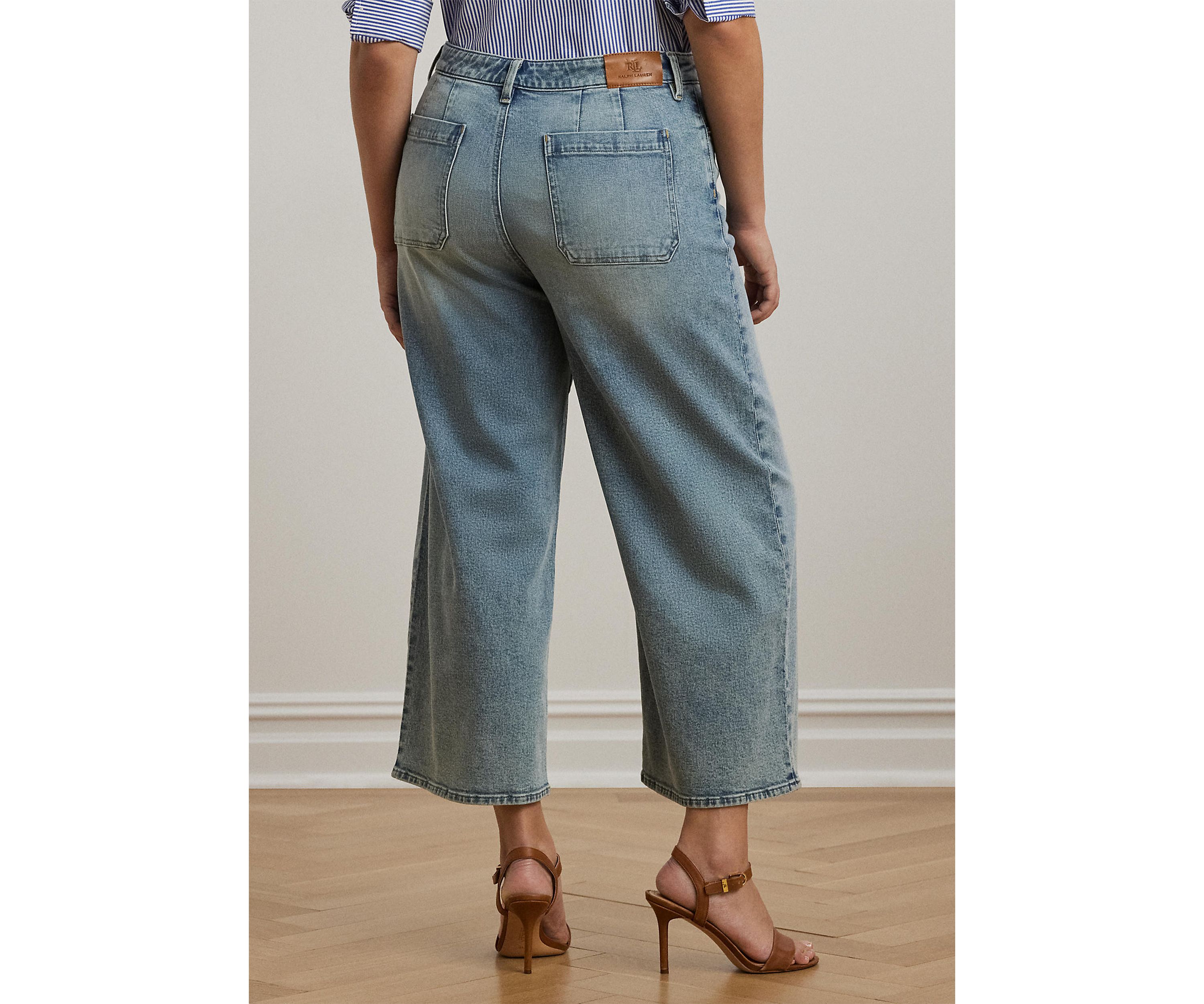 Plus Size High Rise Wide Leg Cropped Jeans